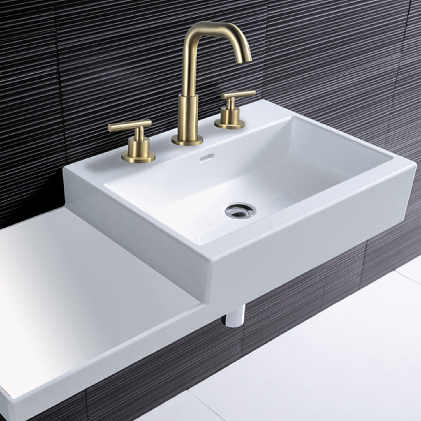 Brushed Gold Double Handle 360 Swivel Bathroom Sink Faucet with Accessrise