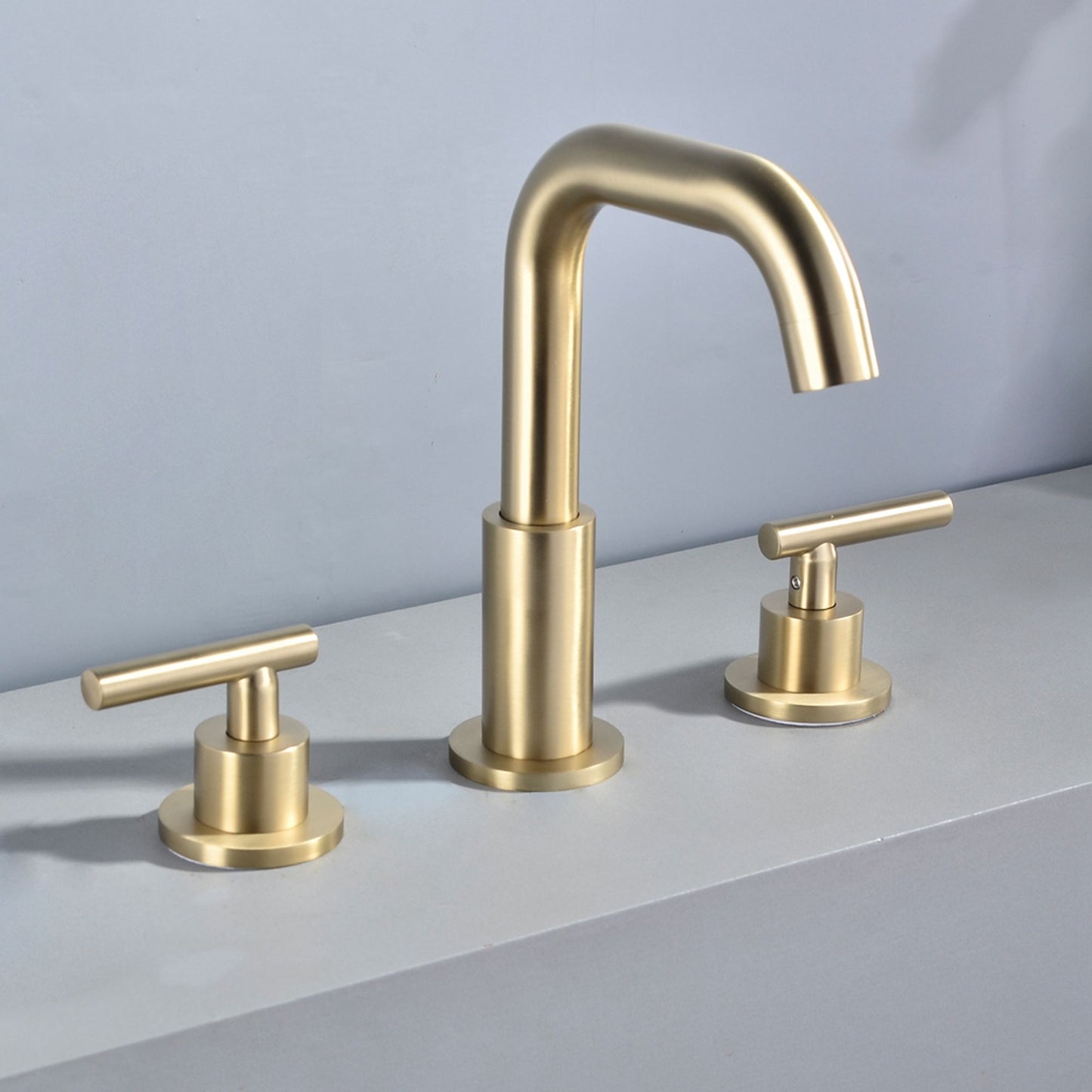 Brushed Gold Double Handle 360 Swivel Bathroom Sink Faucet with Accessrise