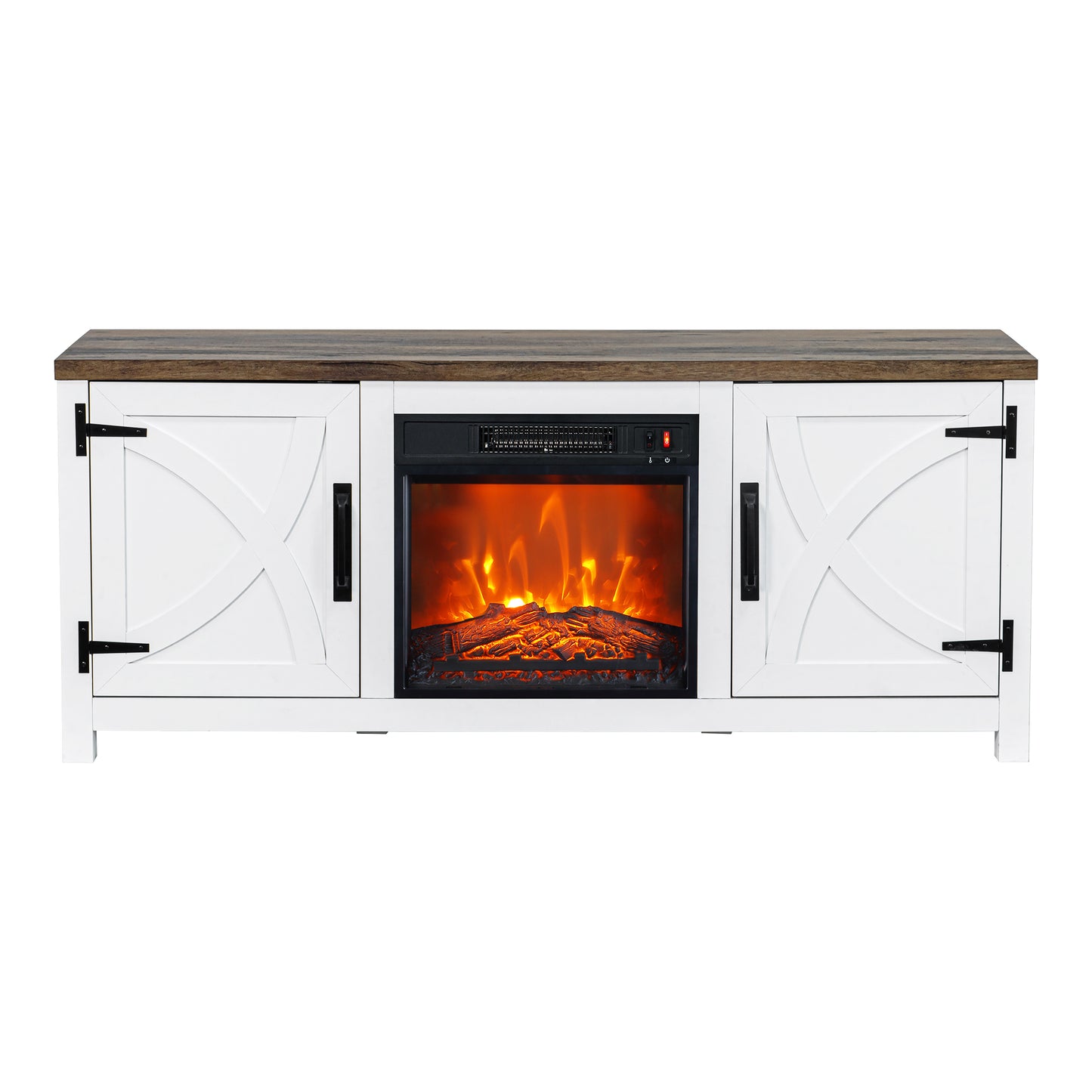IHOMEADORE 58-inch Electric Fireplace TV Stands Console Table with 18" Electric Fireplace, Farmhouse