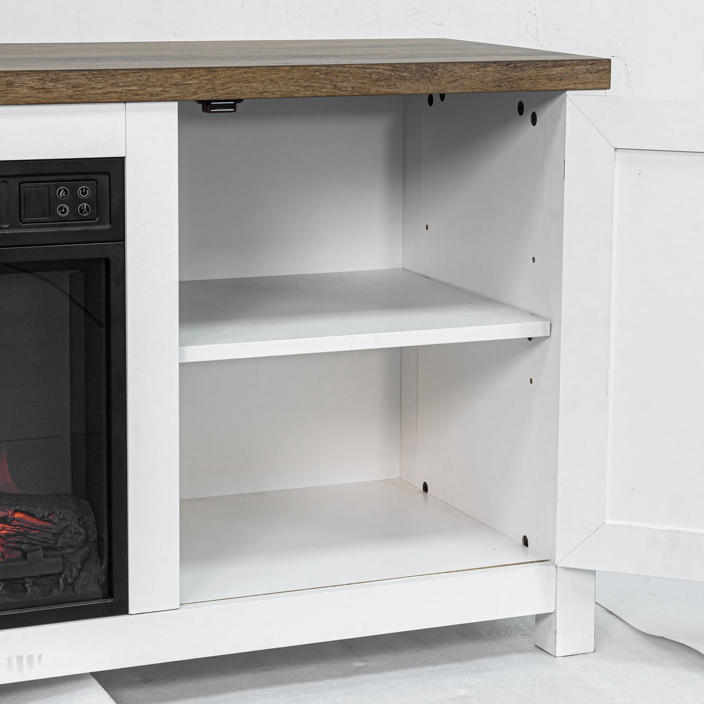 IHOMEADORE 58-inch Electric Fireplace TV Stands Console Table with 18" Electric Fireplace, Farmhouse