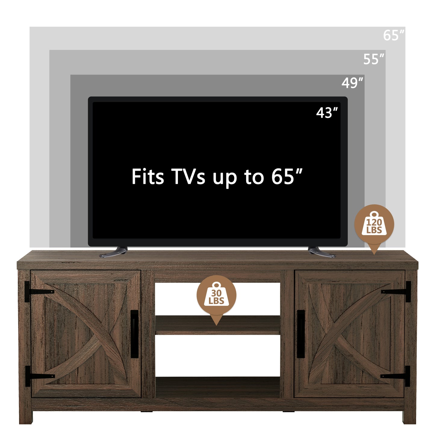 IHOMEADORE 58-inch Barn Door Media Consoles TV Stand for TVs up to 65", Farmhouse