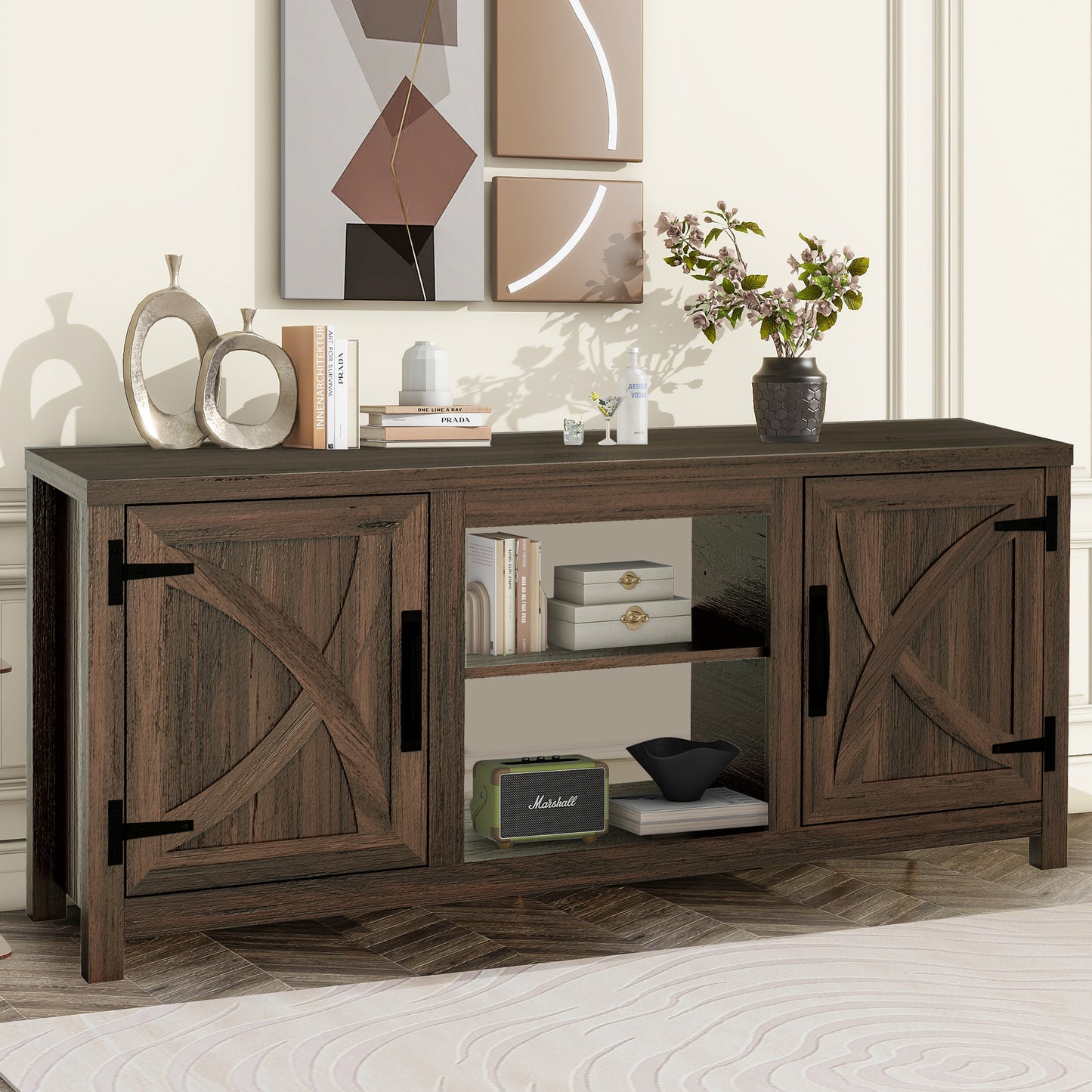 IHOMEADORE 58-inch Barn Door Media Consoles TV Stand for TVs up to 65", Farmhouse