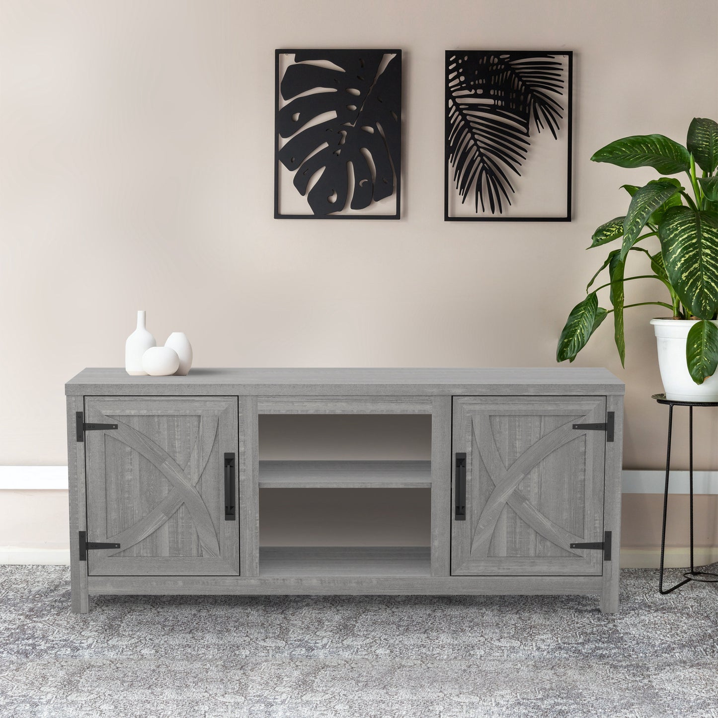 IHOMEADORE 58-inch Barn Door Media Consoles TV Stand for TVs up to 65", Farmhouse