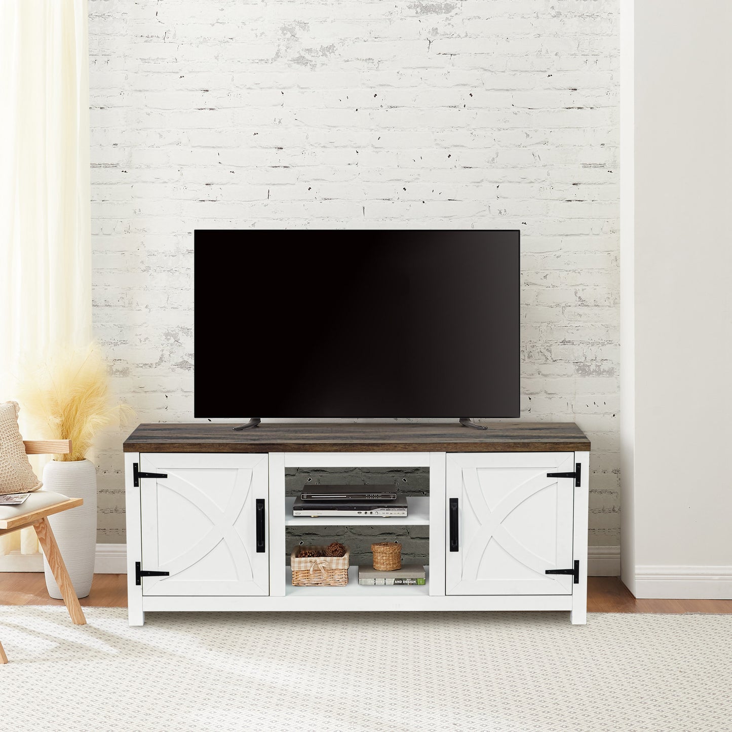IHOMEADORE 58-inch Barn Door Media Consoles TV Stand for TVs up to 65", Farmhouse