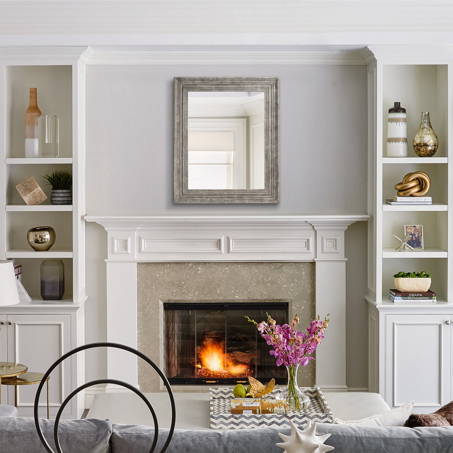 IHOMEADORE 30" Rectangular Framed Wall Bathroom Vanity Mirror, Farmhouse