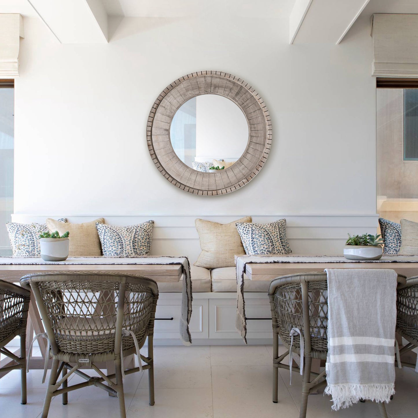 IHOMEADORE 35" Round Framed Wall Bathroom Vanity Mirror, Farmhouse