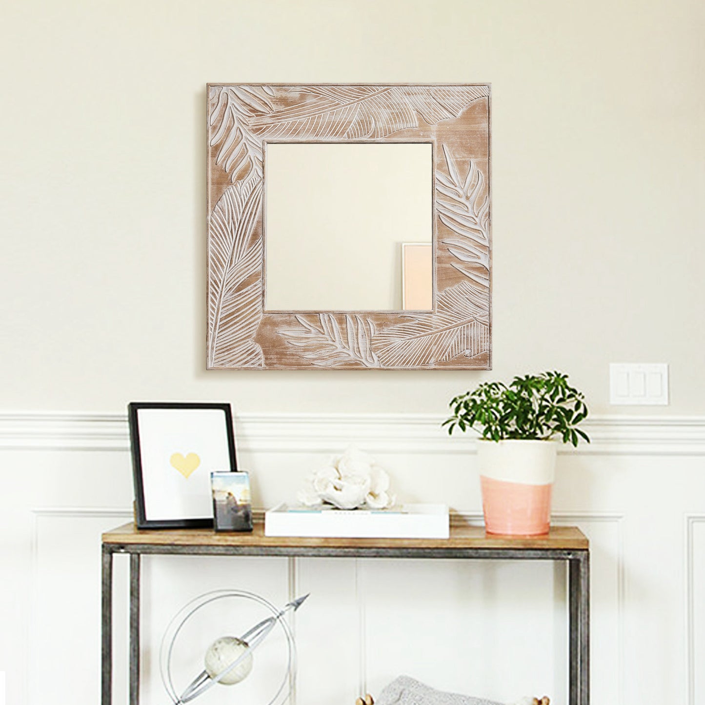 IHOMEADORE 32" Square Framed Wall Bathroom Vanity Mirror, Farmhouse