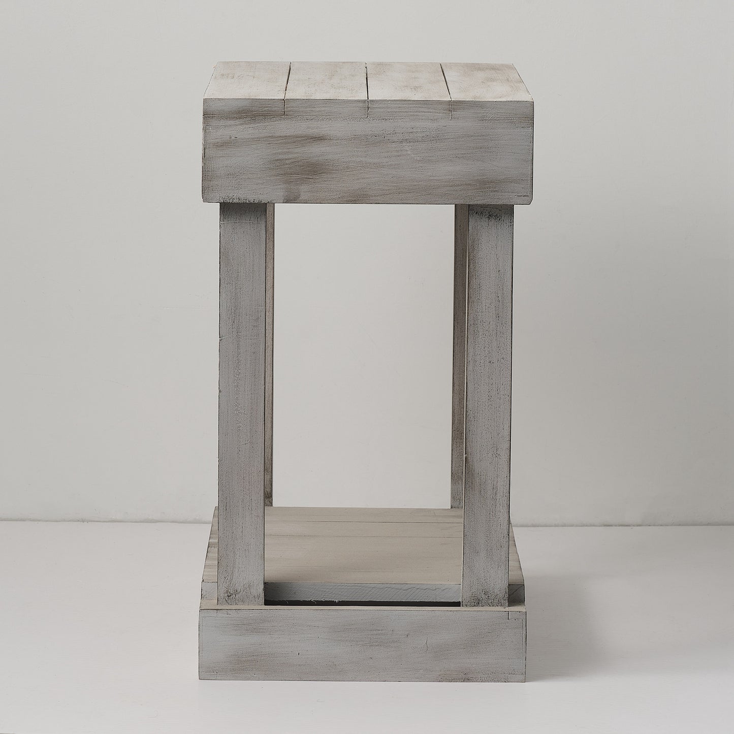 IHOMEADORE Rustic Wood Square Side Table with Shelf