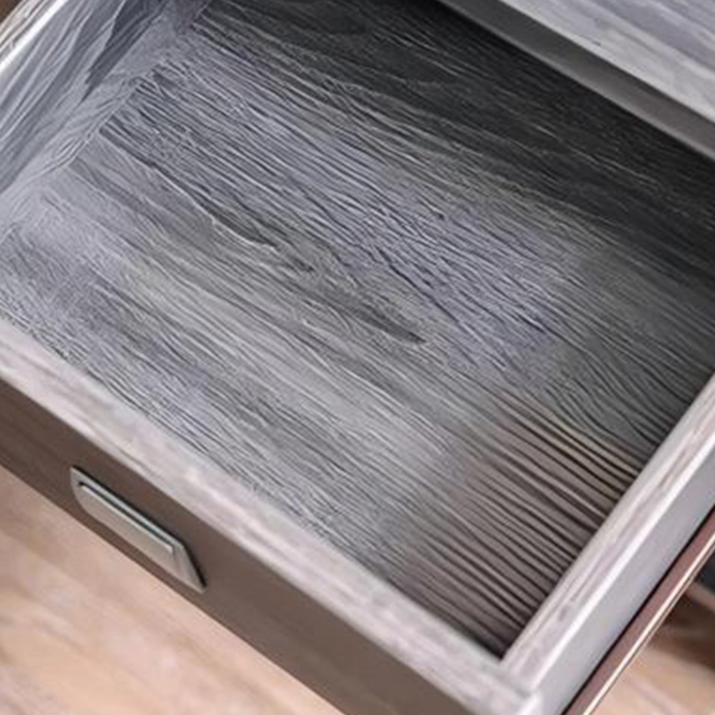 22" Gray Rustic Storage Side Table with Open Shelf, Farmhouse