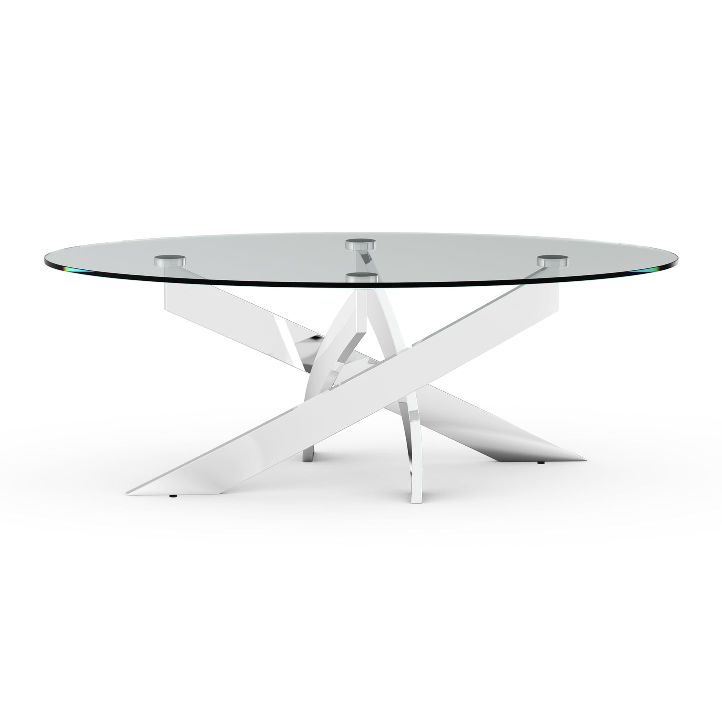 47.25"L Chrome Modern Coffee Table with 10mm Tempered Glass Top