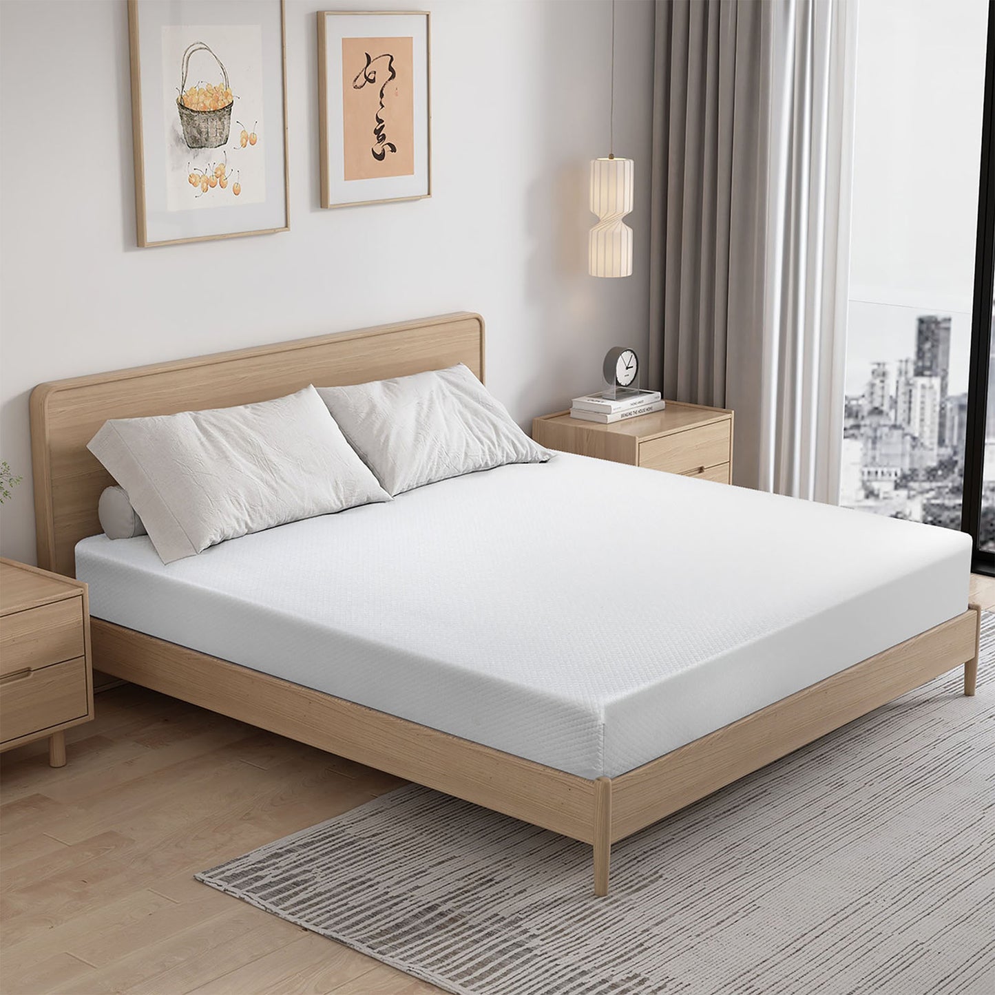 80“L x 60”W x 6“H White Memory Foam Mattress Plush Comfort Roll in a Box Queen Size