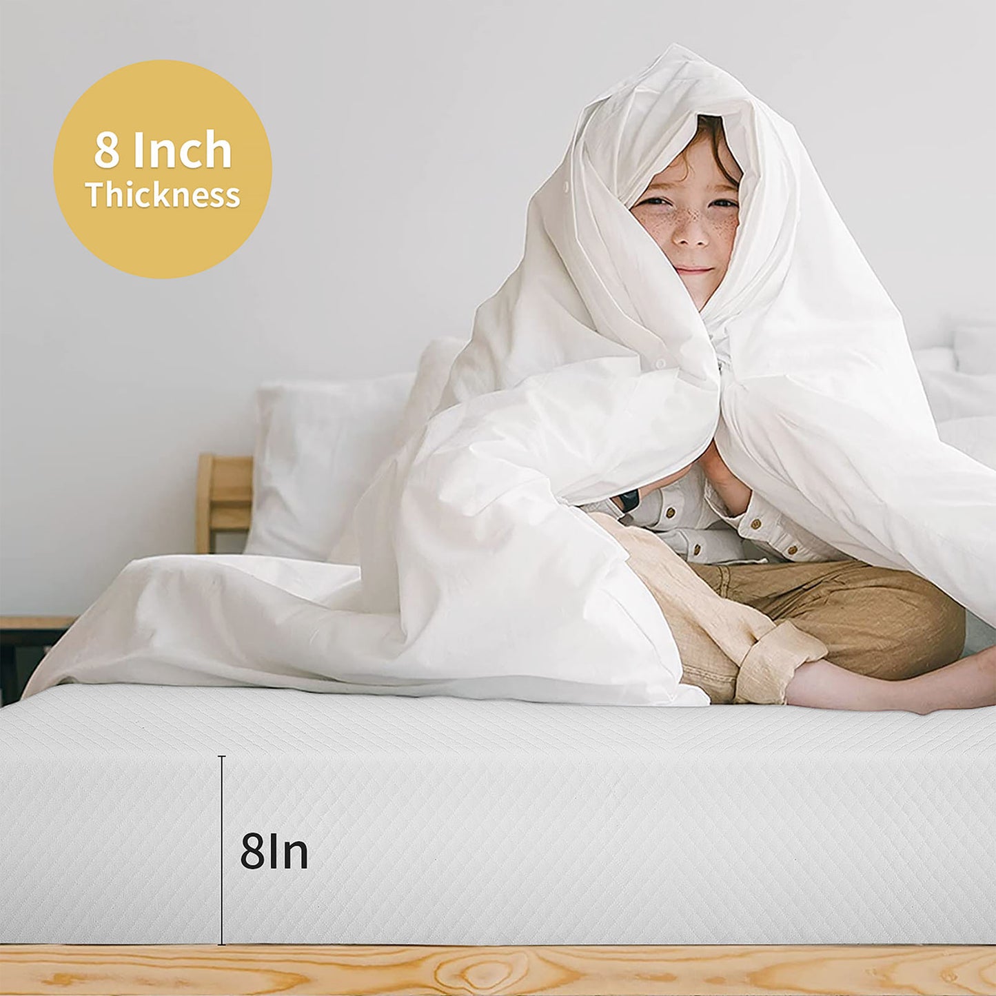 75“L x 39”W x 8“H White Plush Comfort Memory Foam Mattress