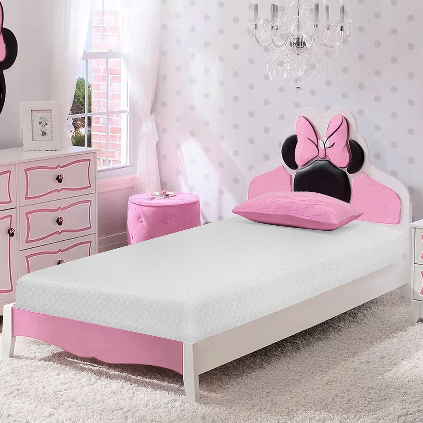 75“L x 39”W x 8“H White Plush Comfort Memory Foam Mattress