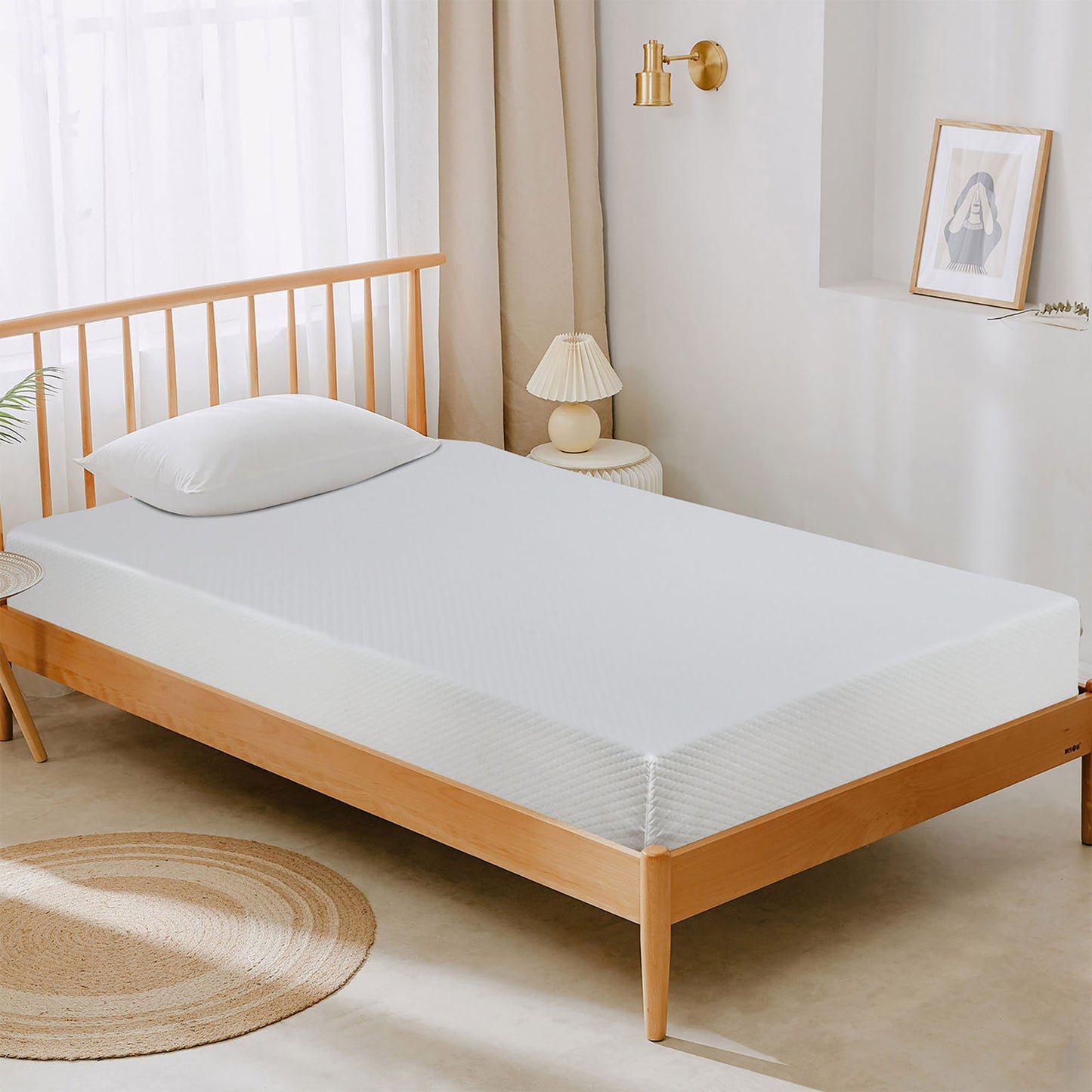 75”L x 39“W x 12”H White Memory Foam Mattress Plush Gel Infused Roll in a Box Twin Size