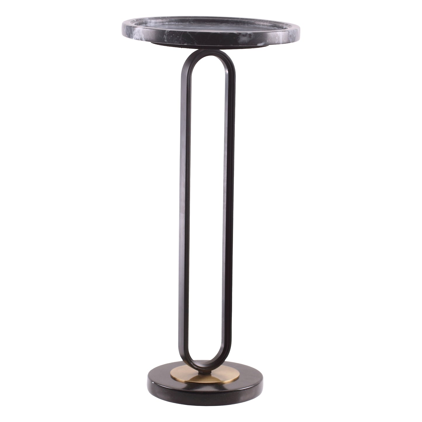 IHOMEADORE 12" Wide Modern Black Round Marble Pedestal Table Sofa End Table