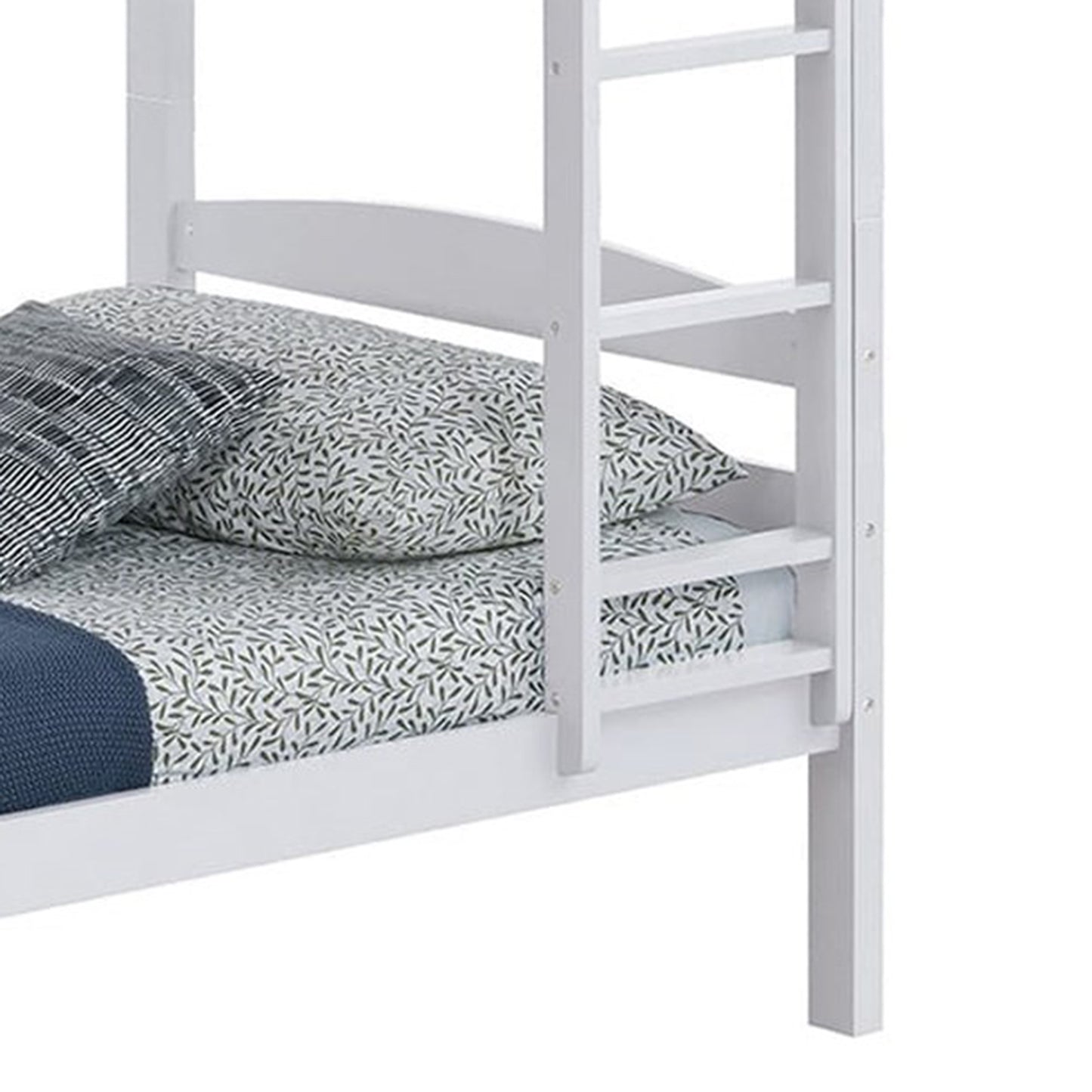 79"W x 42.5"D x 65"H Modern White Twin over Twin Bunk Bed with Arch Slat Design
