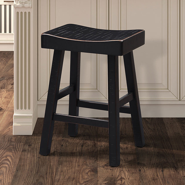 24”H Traditional Black Solid Wood Counter Stool with Contour Seat