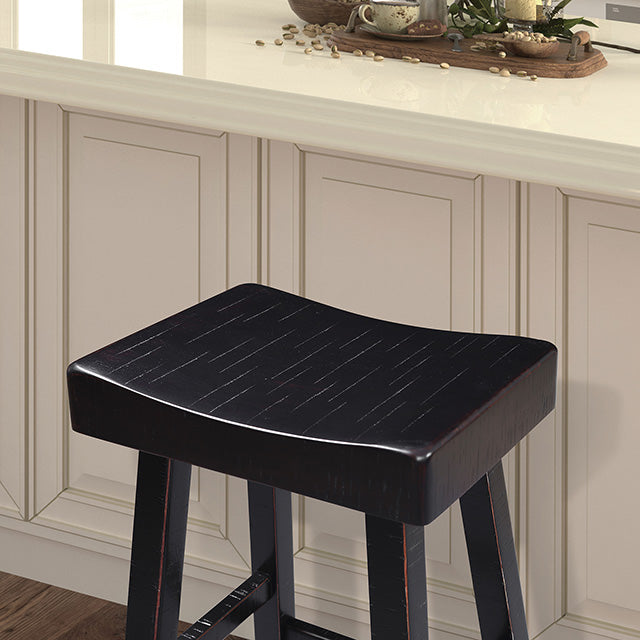 24”H Traditional Black Solid Wood Counter Stool with Contour Seat