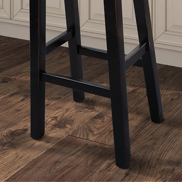 24”H Traditional Black Solid Wood Counter Stool with Contour Seat