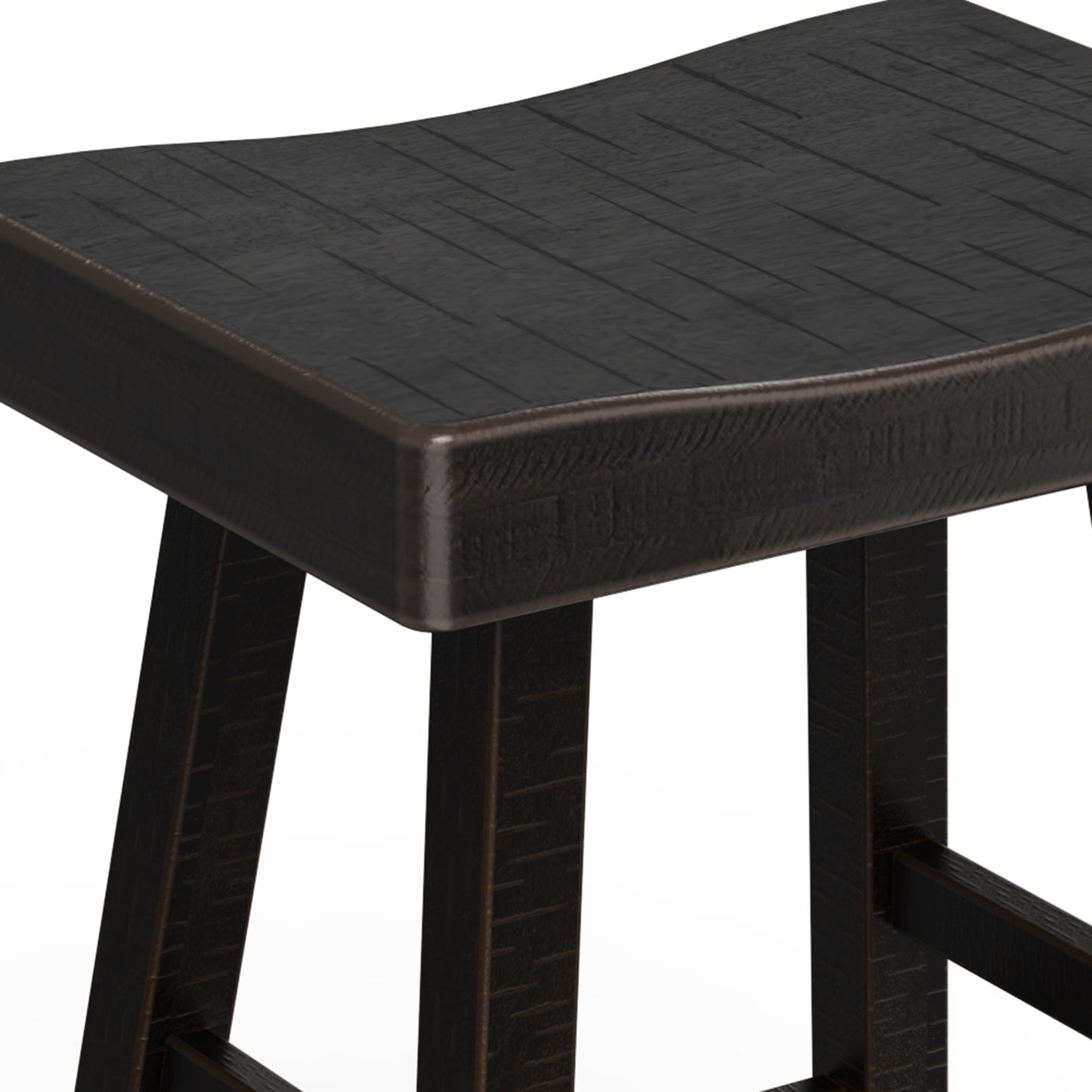 24”H Traditional Black Solid Wood Counter Stool with Contour Seat