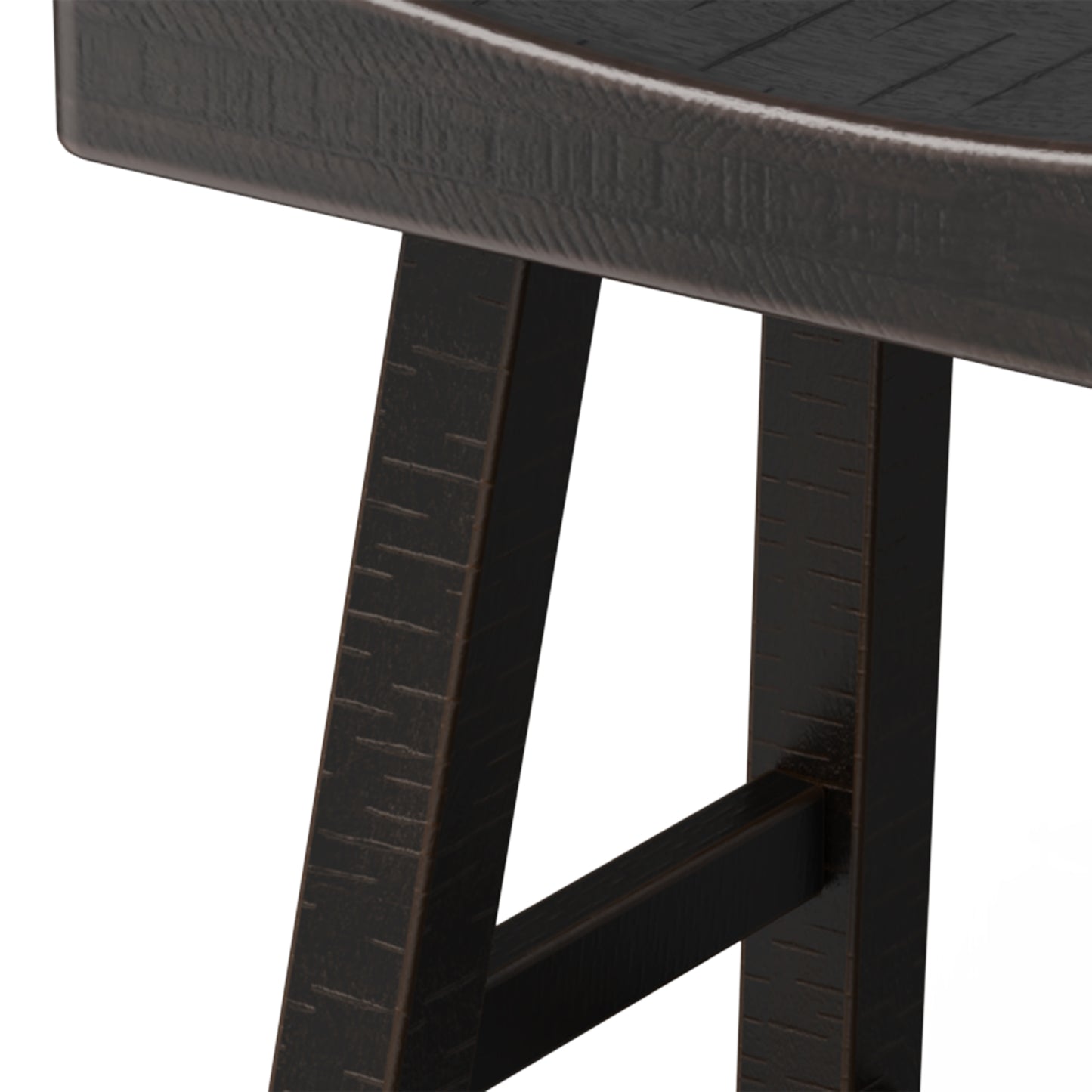 24”H Traditional Black Solid Wood Counter Stool with Contour Seat