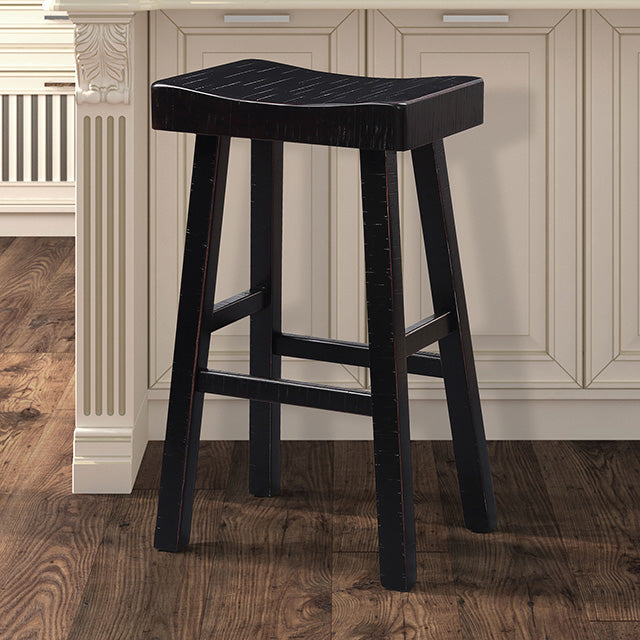 17.5"W x 13"D x 31"H Modern Black Solid Wood Stool with Contour Seat