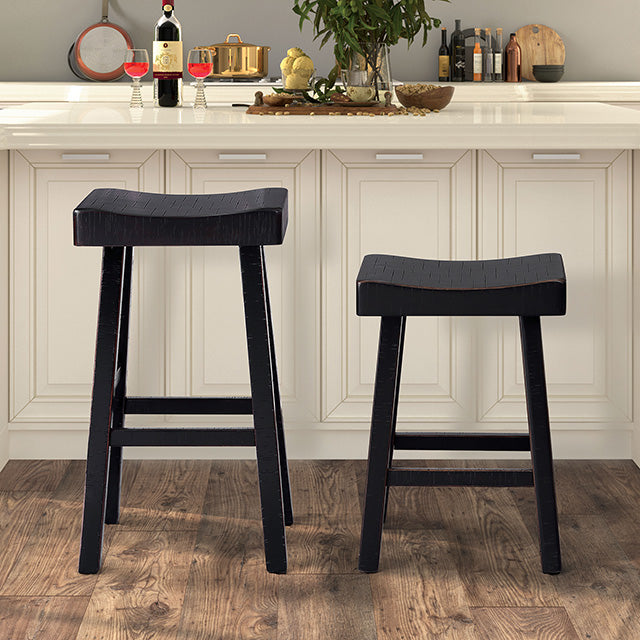 17.5"W x 13"D x 31"H Modern Black Solid Wood Stool with Contour Seat