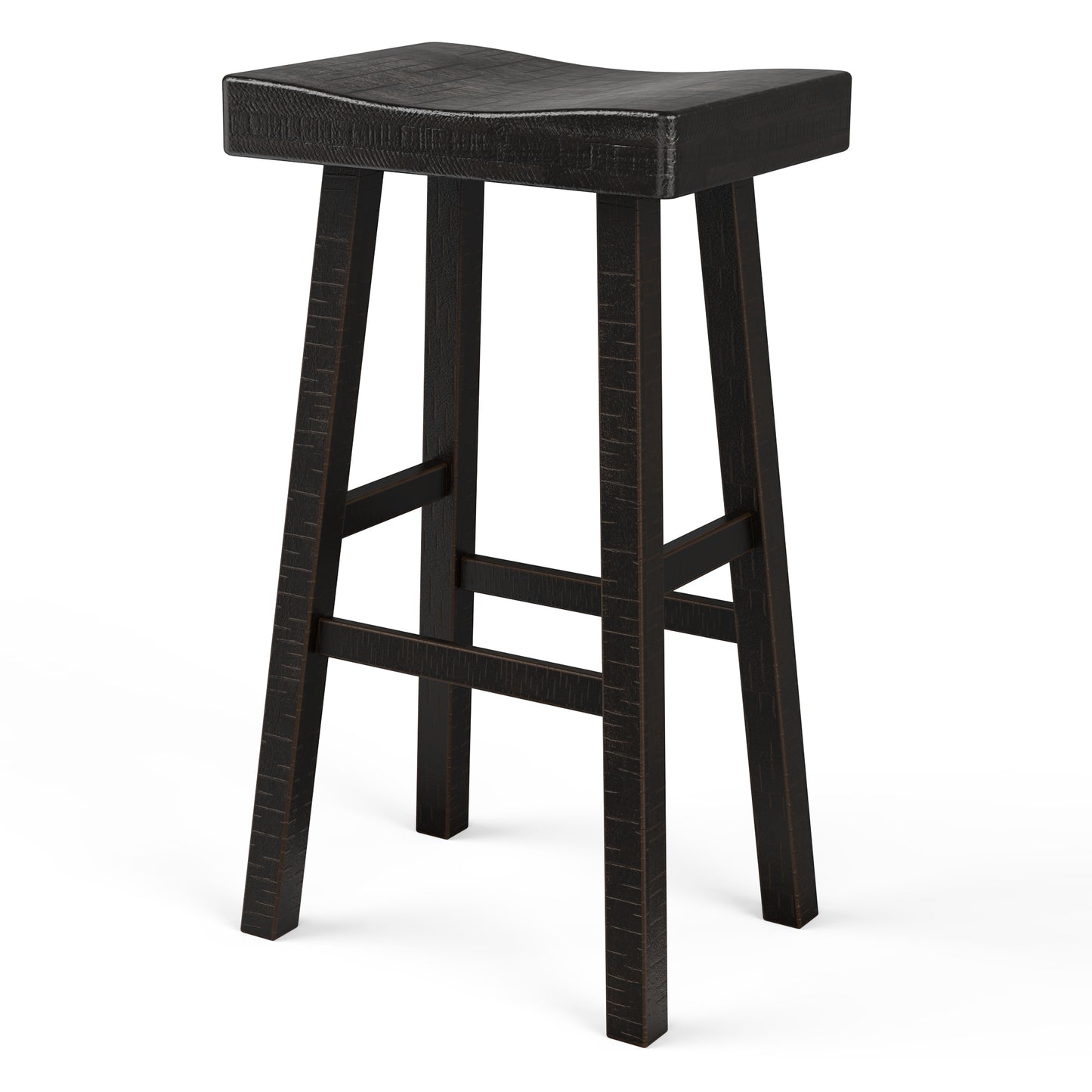 17.5"W x 13"D x 31"H Modern Black Solid Wood Stool with Contour Seat