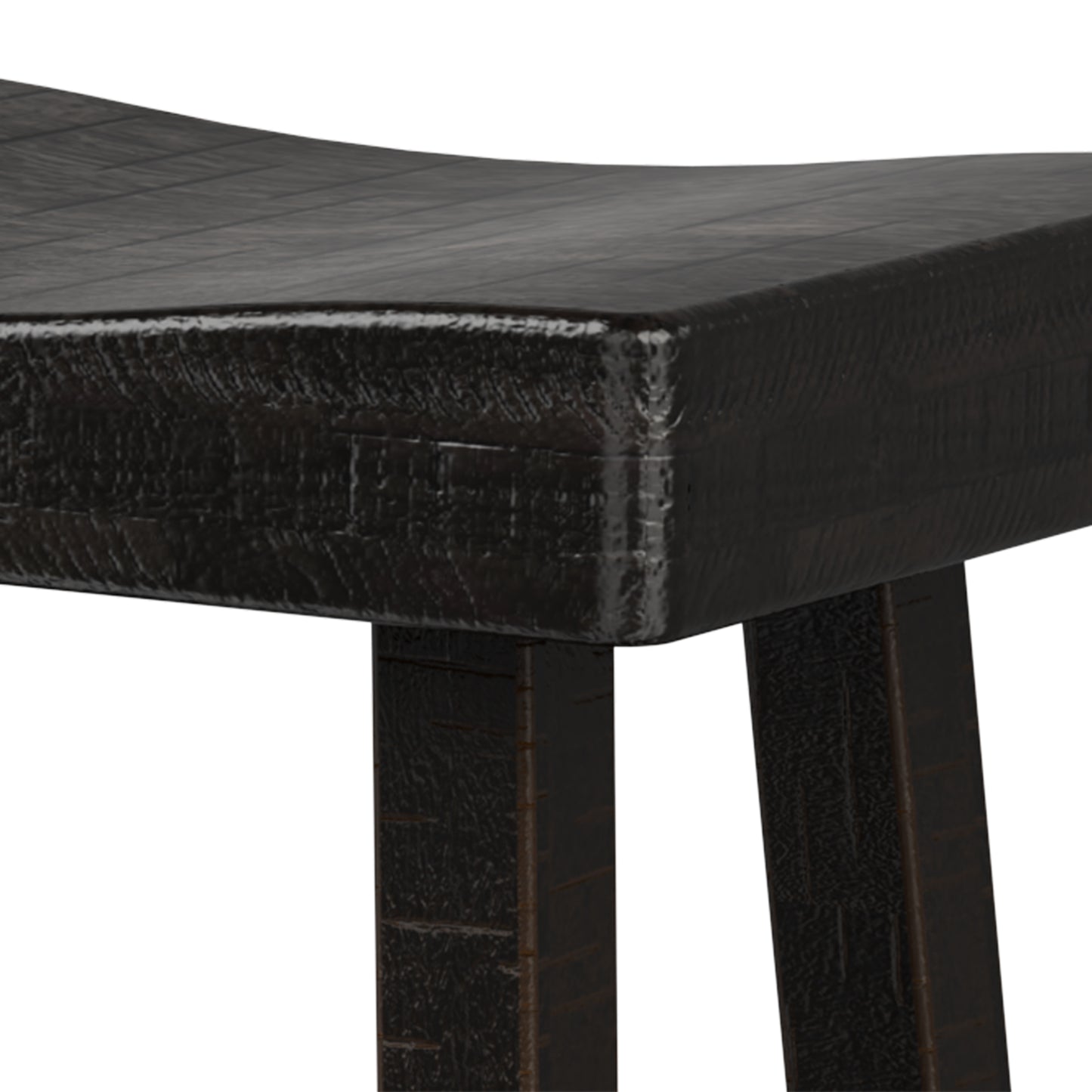 17.5"W x 13"D x 31"H Modern Black Solid Wood Stool with Contour Seat