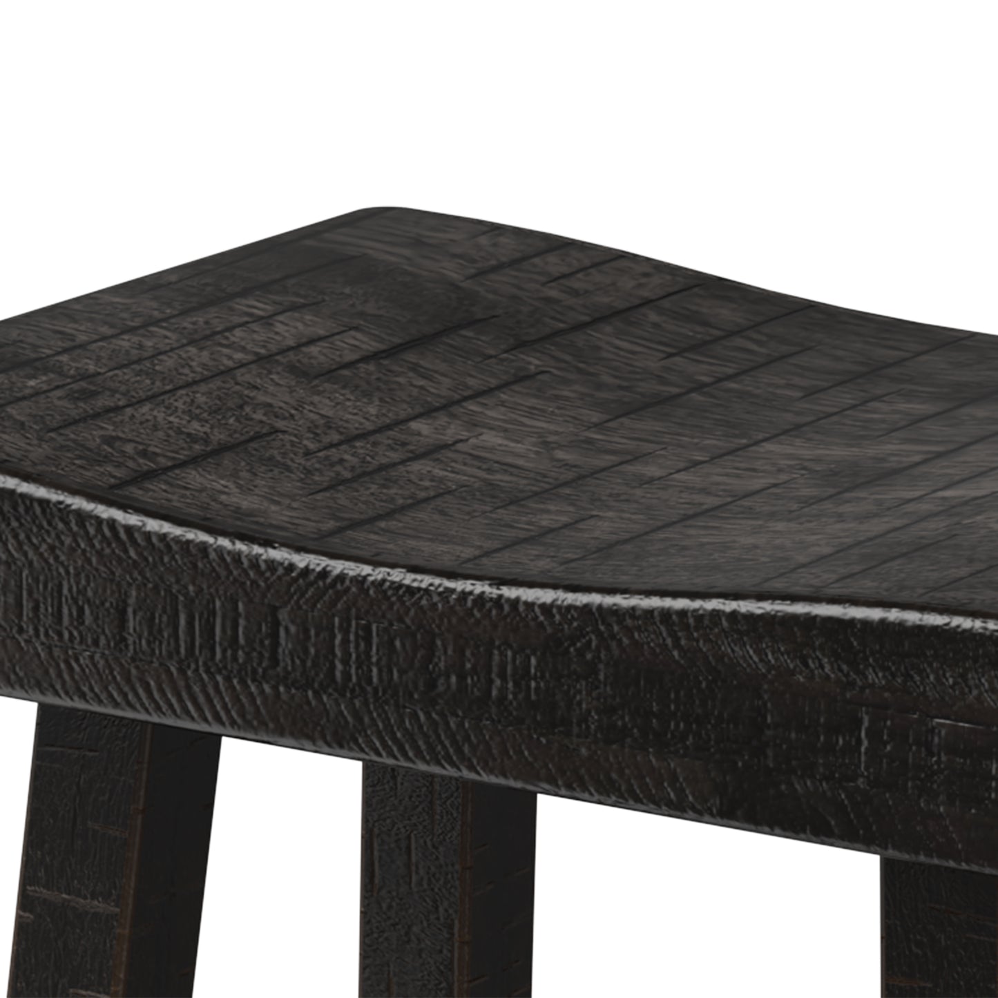 17.5"W x 13"D x 31"H Modern Black Solid Wood Stool with Contour Seat