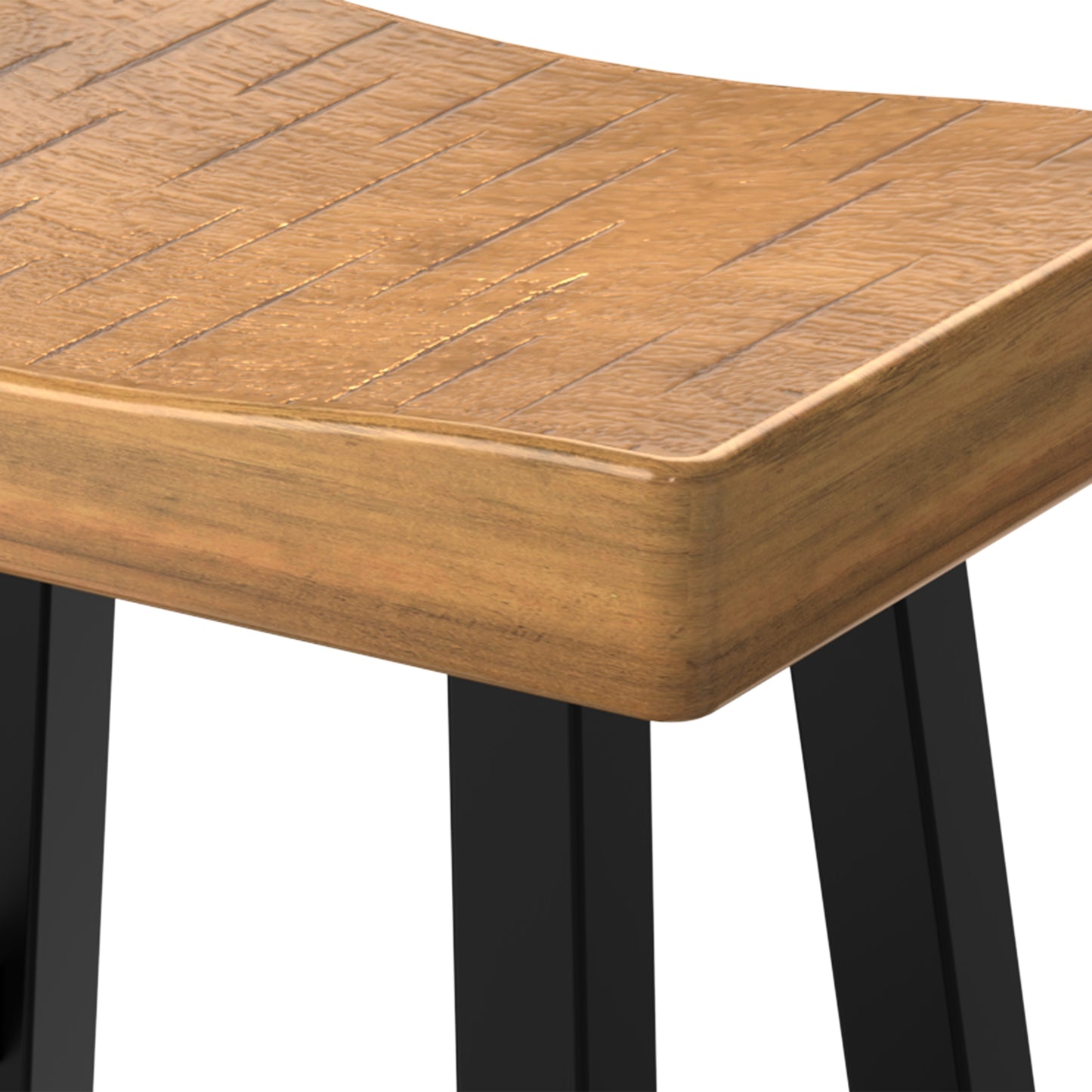 17.5“W x 13”D x 24“H Contemporary Oak and Black Solid Wood Stool with Contour Seat