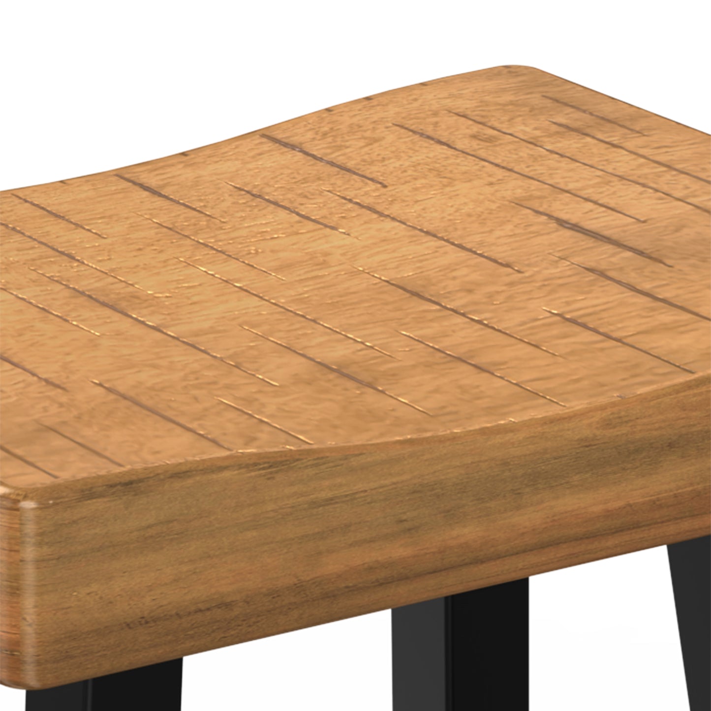 17.5“W x 13”D x 24“H Contemporary Oak and Black Solid Wood Stool with Contour Seat
