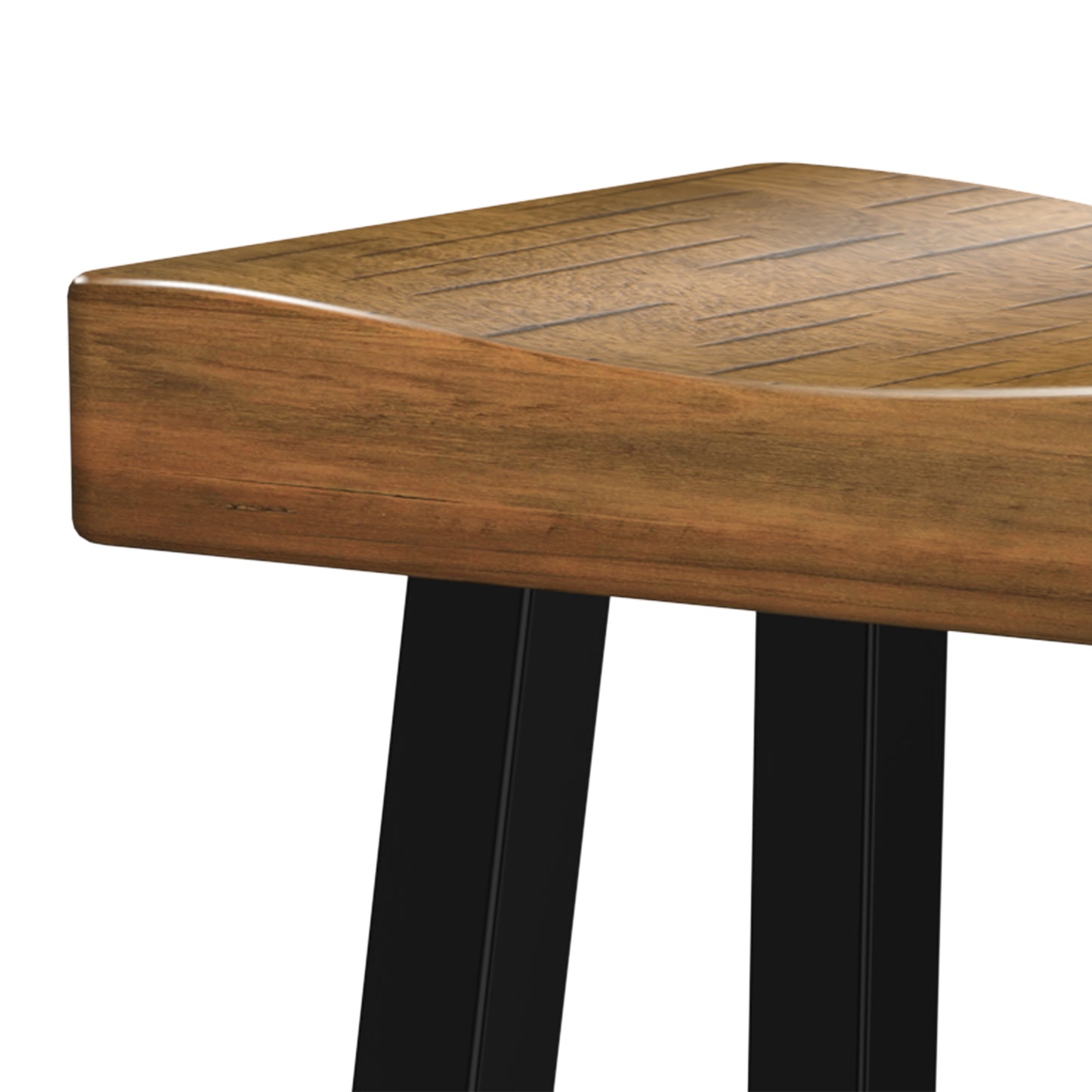 17.5"W x 13"D x 31"H Oak and Black Traditional Solid Wood Stool with Contour Seat