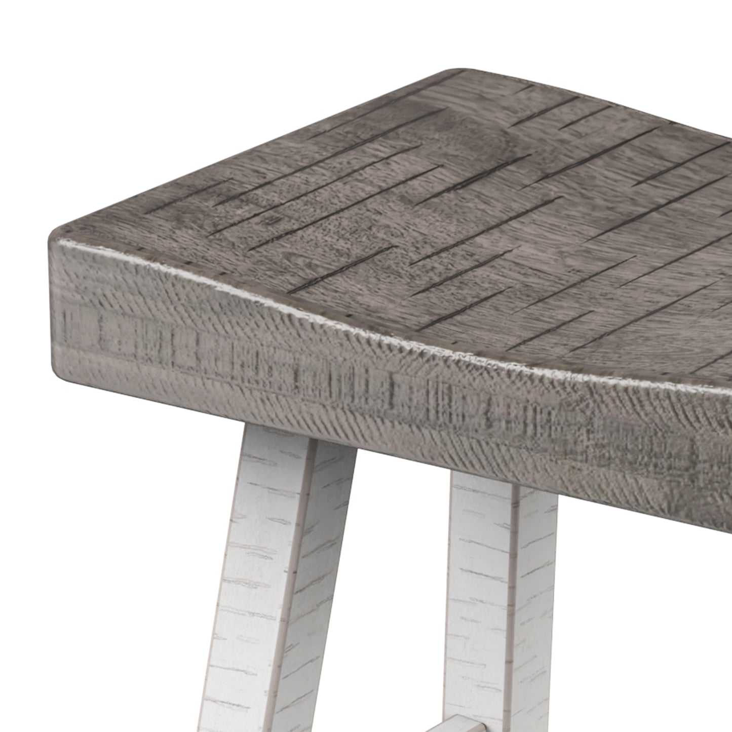 17.5"W x 13"D x 24"H Modern Gray White Solid Wood Stool with Contour Seat