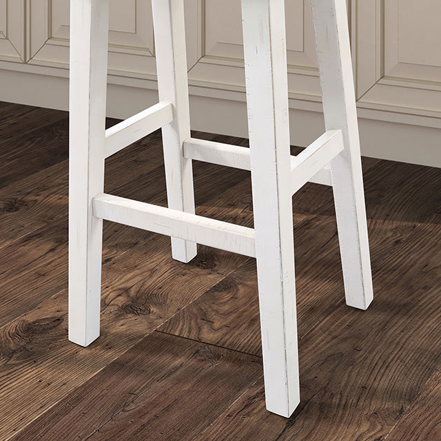 31"H Traditional Gray and White Solid Wood Stool with Contour Seat
