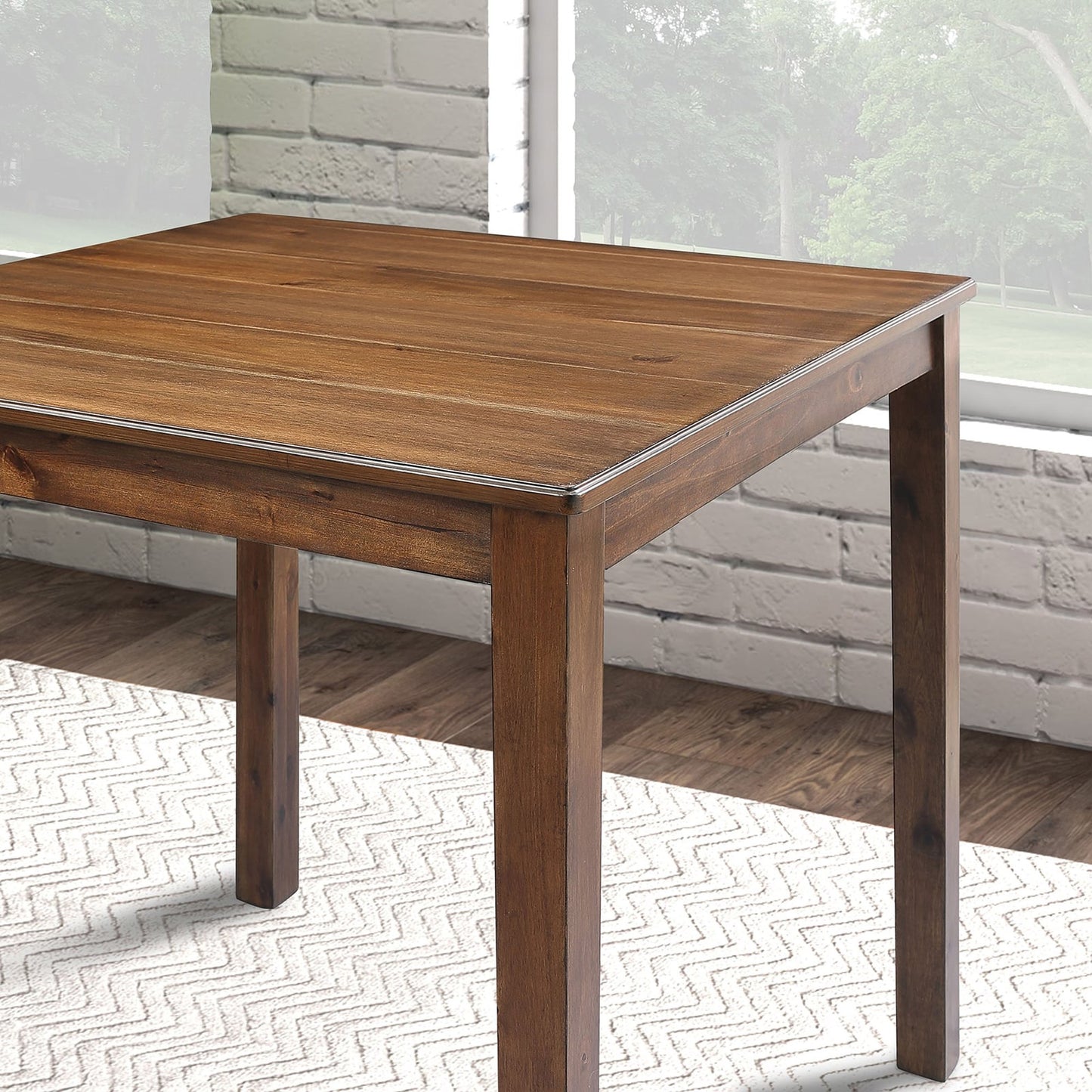 36“W x 36”D x 36“H Modern Solid Rubberwood 5 Piece Counter Height Dining Table Set with Slat Back Chairs