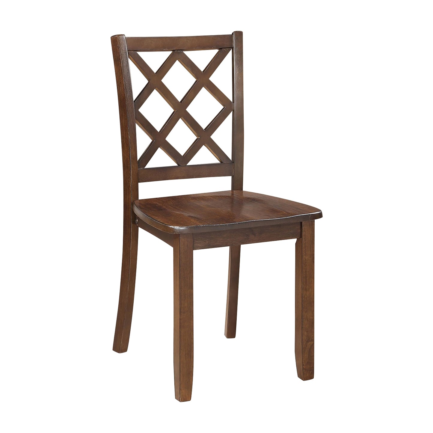 48"W x 36"D x 30"H Modern 5 Piece Solid Rubberwood Dining Table Set with Diamond Shaped Back Detail Chairs