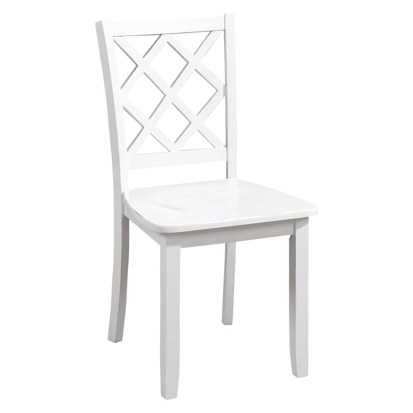 48"W Modern White 5 Pc Dining Table Set with Diamond Back Chairs