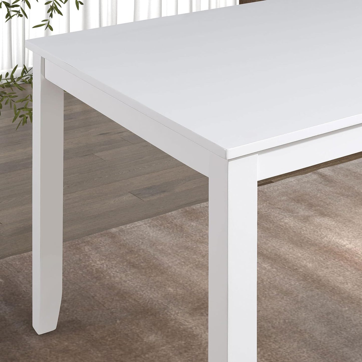 48"W Modern White 5 Pc Dining Table Set with Diamond Back Chairs