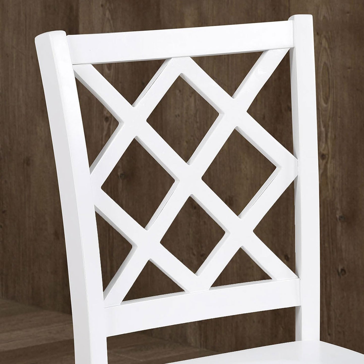 48"W Modern White 5 Pc Dining Table Set with Diamond Back Chairs
