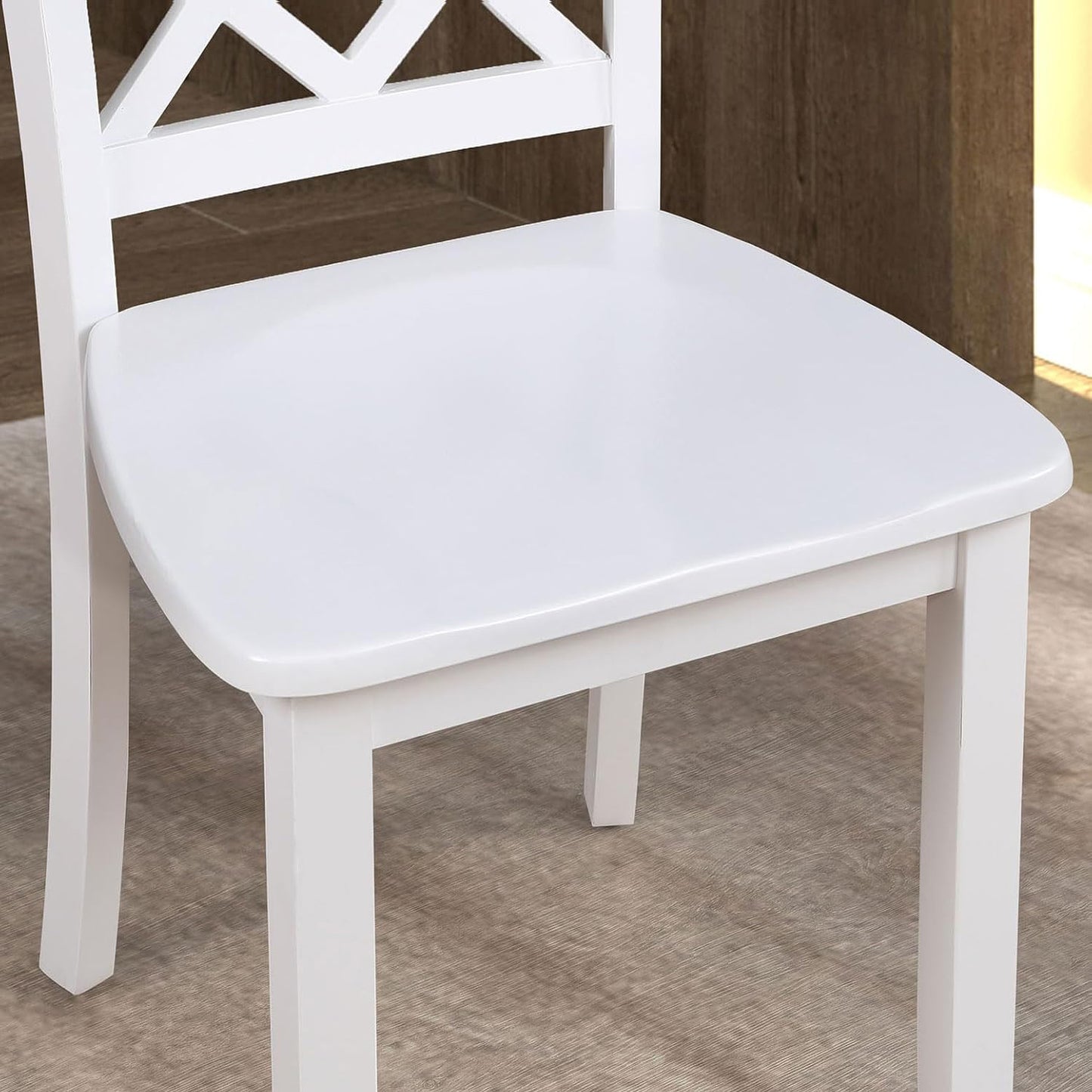 48"W Modern White 5 Pc Dining Table Set with Diamond Back Chairs