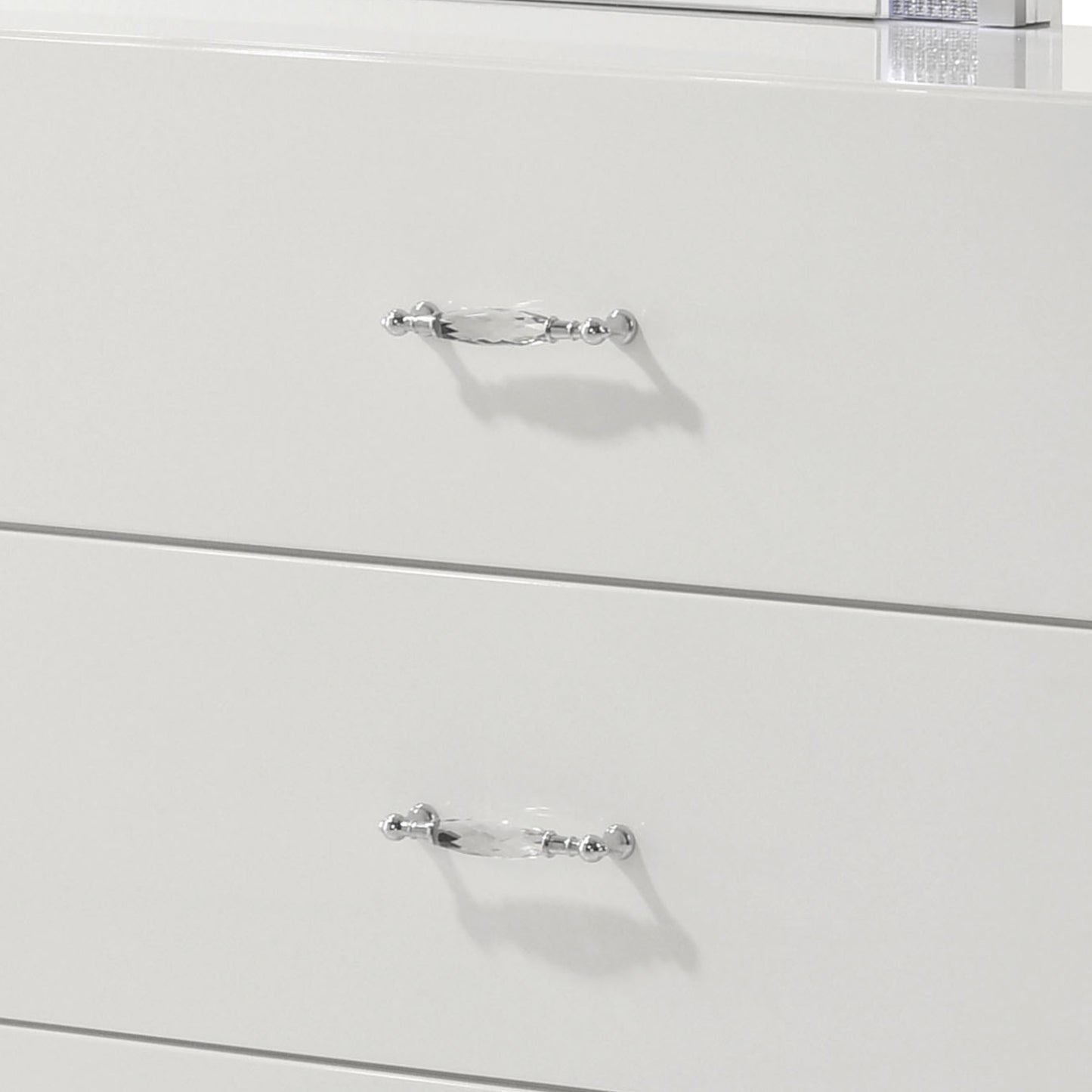 61.5" Contemporary White Dresser with High-Gloss UV Finish and Chrome Acrylic Handles