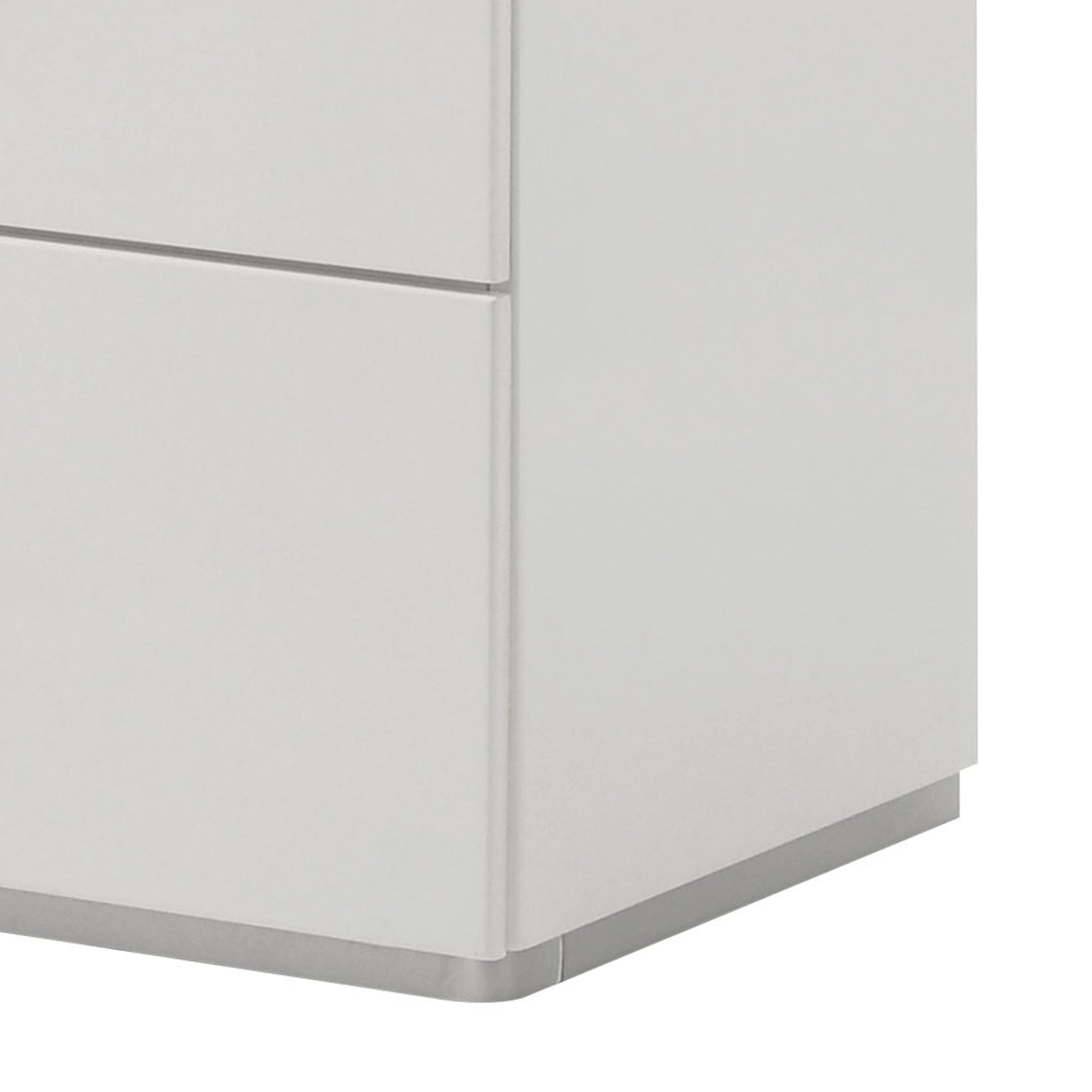 61.5" Contemporary White Dresser with High-Gloss UV Finish and Chrome Acrylic Handles