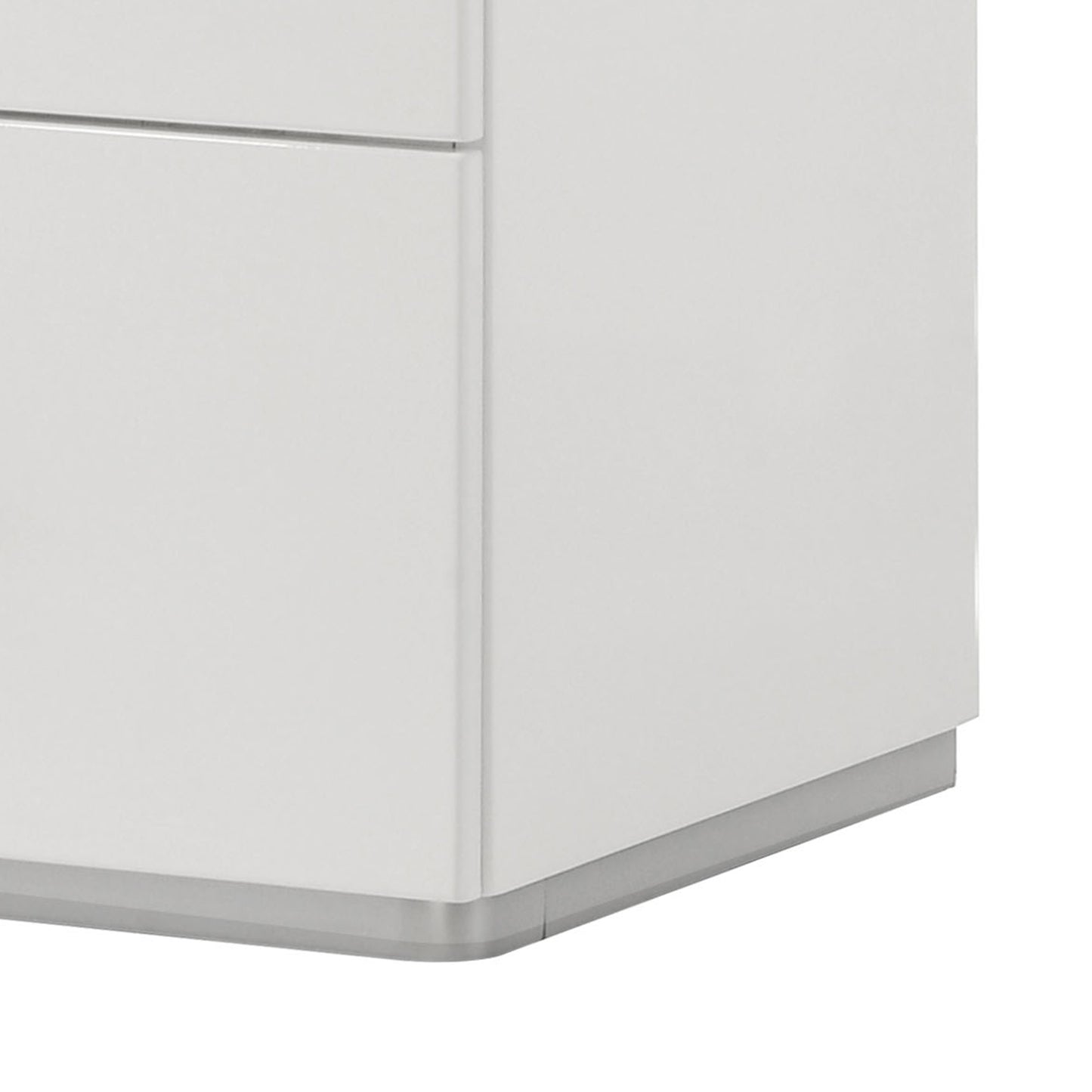 25.5" Contemporary White Nightstand with Rhinestone Accents and High-Gloss UV Finish