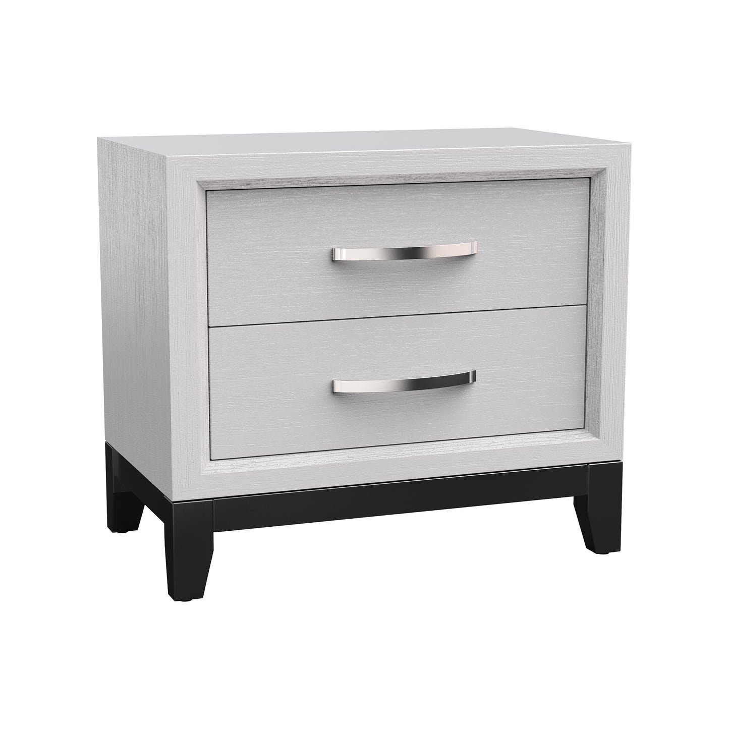 23.5"W White Modern Two-Tone Nightstand with Wooden Legs