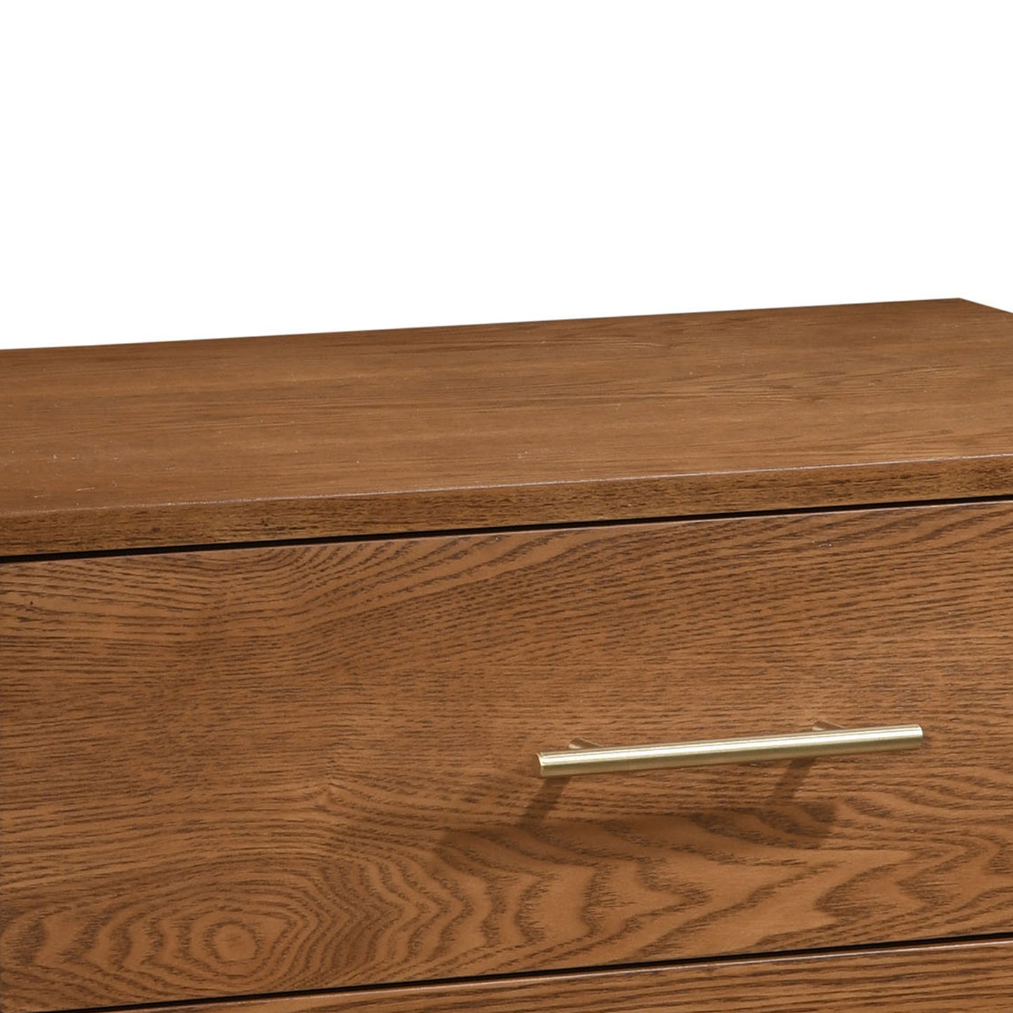 23" Mid-Century Modern Walnut Night Stand with Gold Pulls and Tapered Legs
