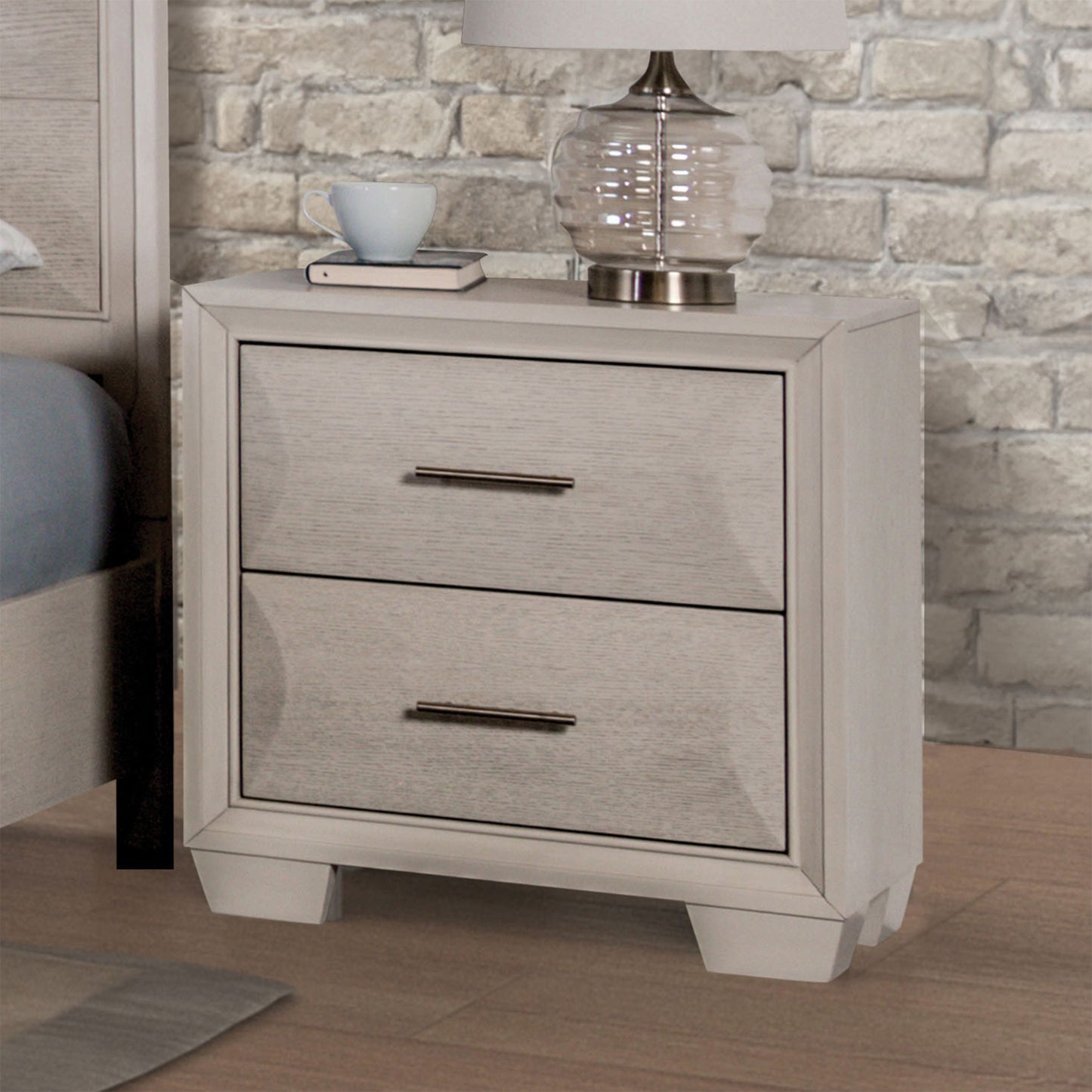 27" Traditional White Oak Nightstand with Gold Pulls and Felt-Lined Drawer