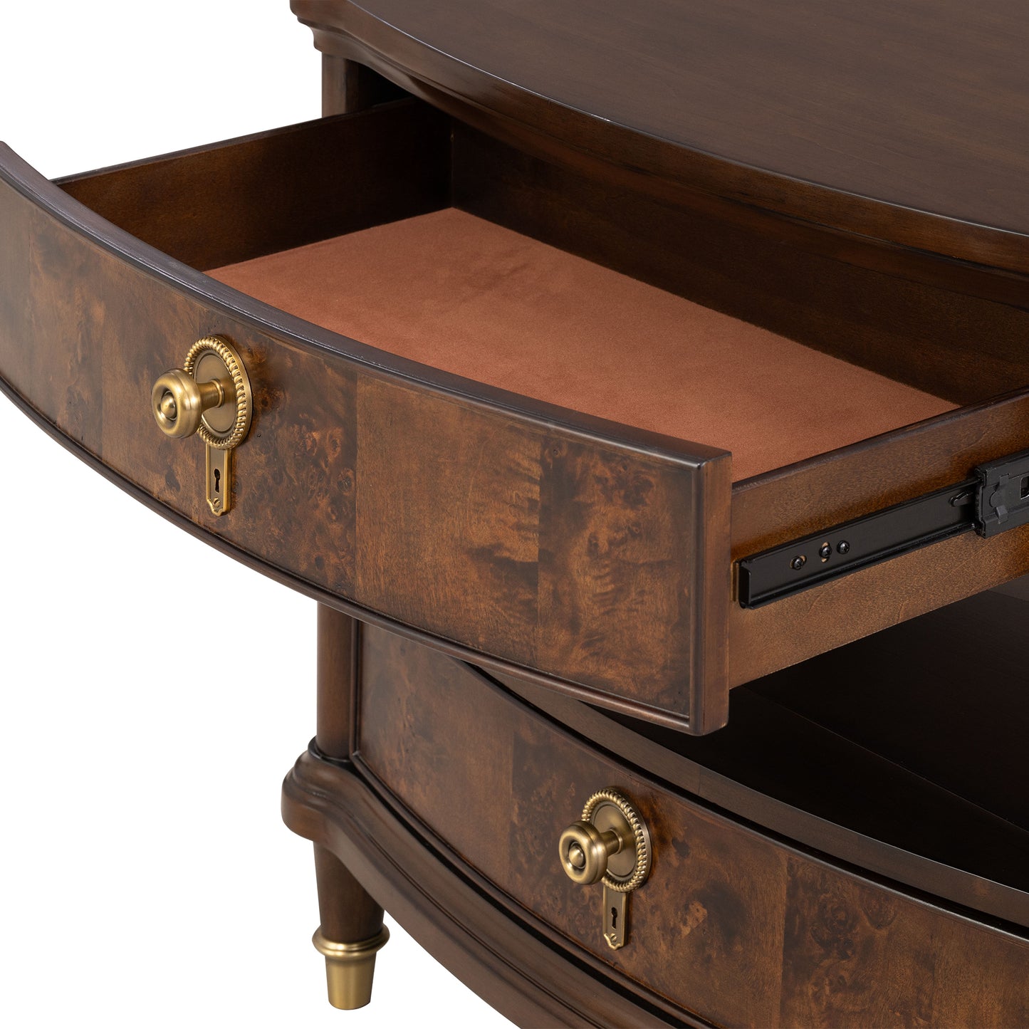 30.5" Traditional Dark Cherry Nightstand with USB, Power Outlet and Gold Accents