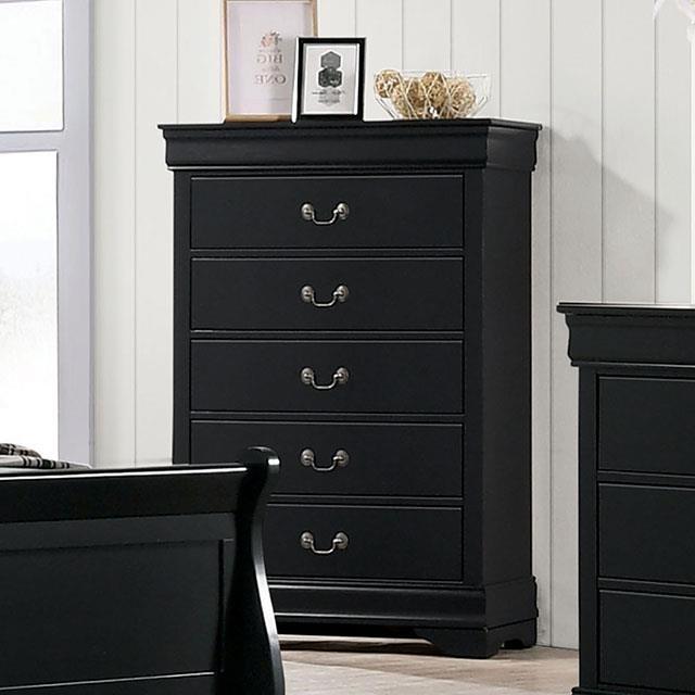 31.5"W Black Transitional Chest with Dovetail Drawers and Bracket Feet