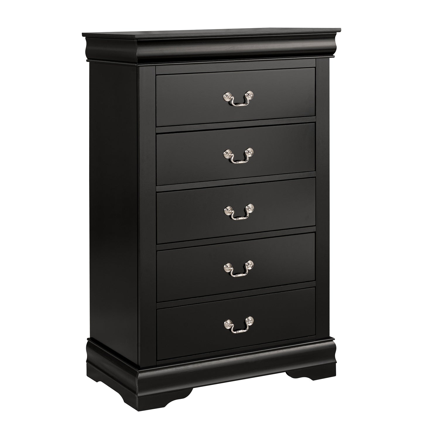 31.5"W Black Transitional Chest with Dovetail Drawers and Bracket Feet